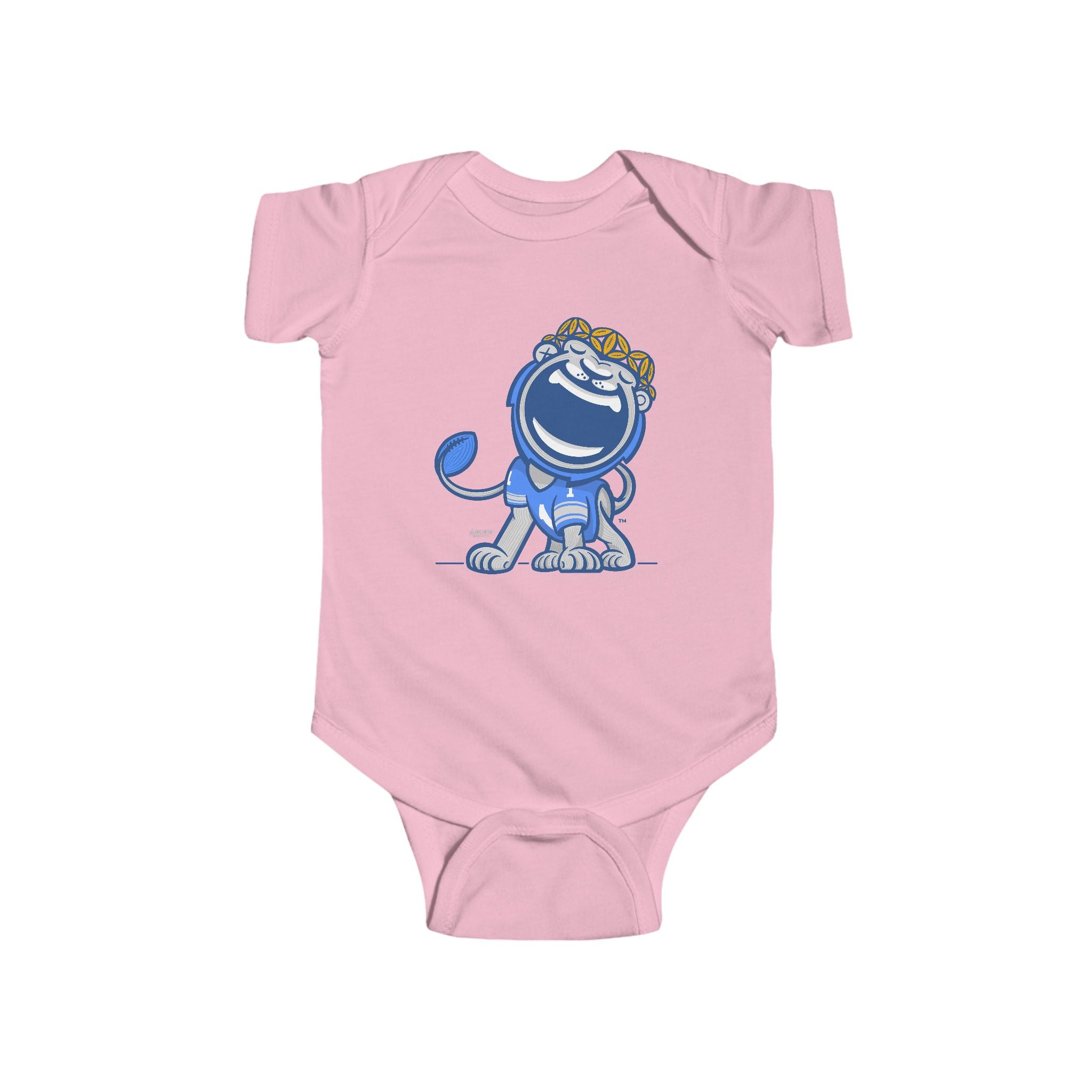Detroit Football Newborn & Infant Lil' Miss Roary 'Munchkin Mascot' Jersey Bodysuit | Hand-Drawn Art | Gifts for Newborns