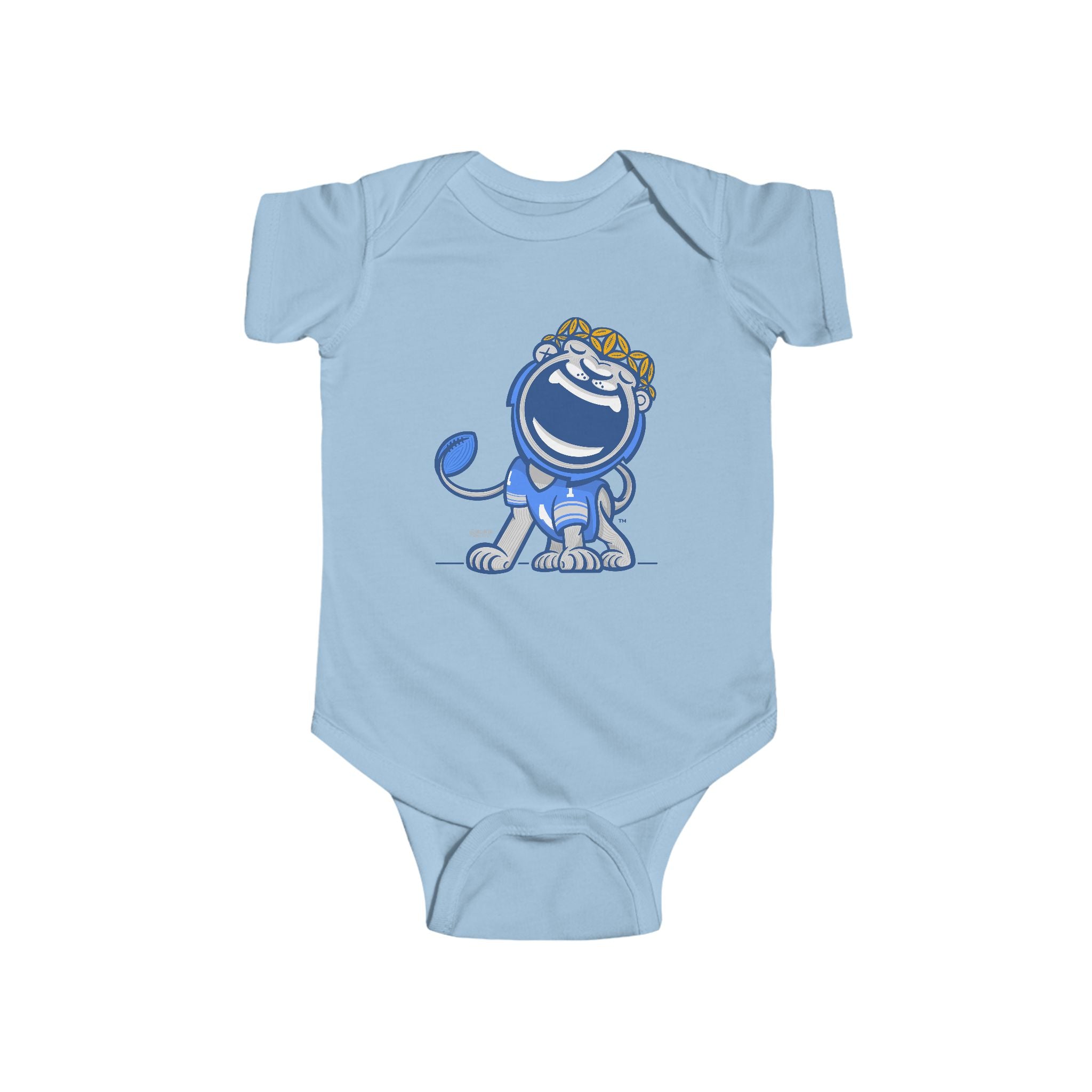 Detroit Football Newborn & Infant Lil' Miss Roary 'Munchkin Mascot' Jersey Bodysuit | Hand-Drawn Art | Gifts for Newborns