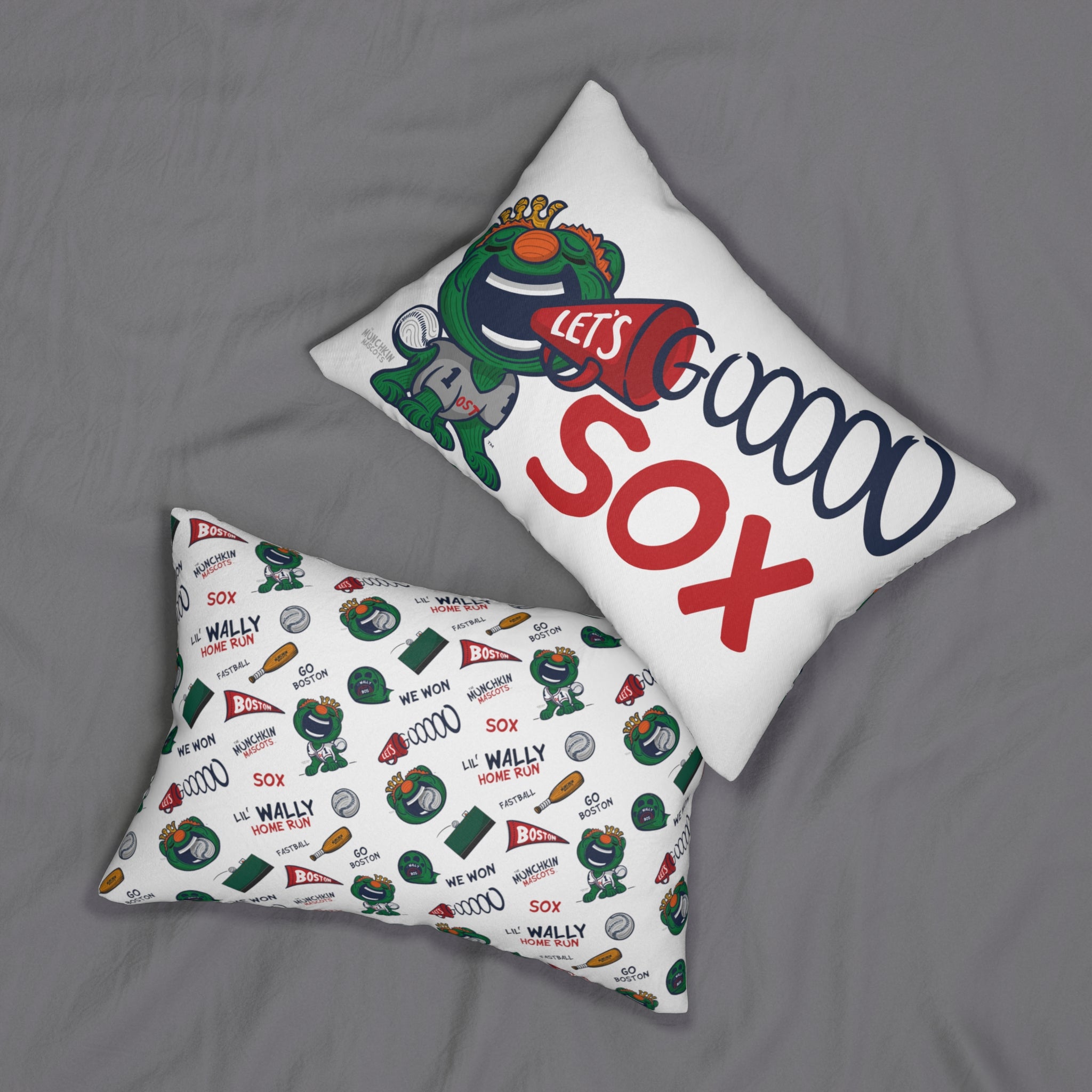 Spun Polyester Lumbar Pillow - Pattern -  Lil' Wally BOS Baseball