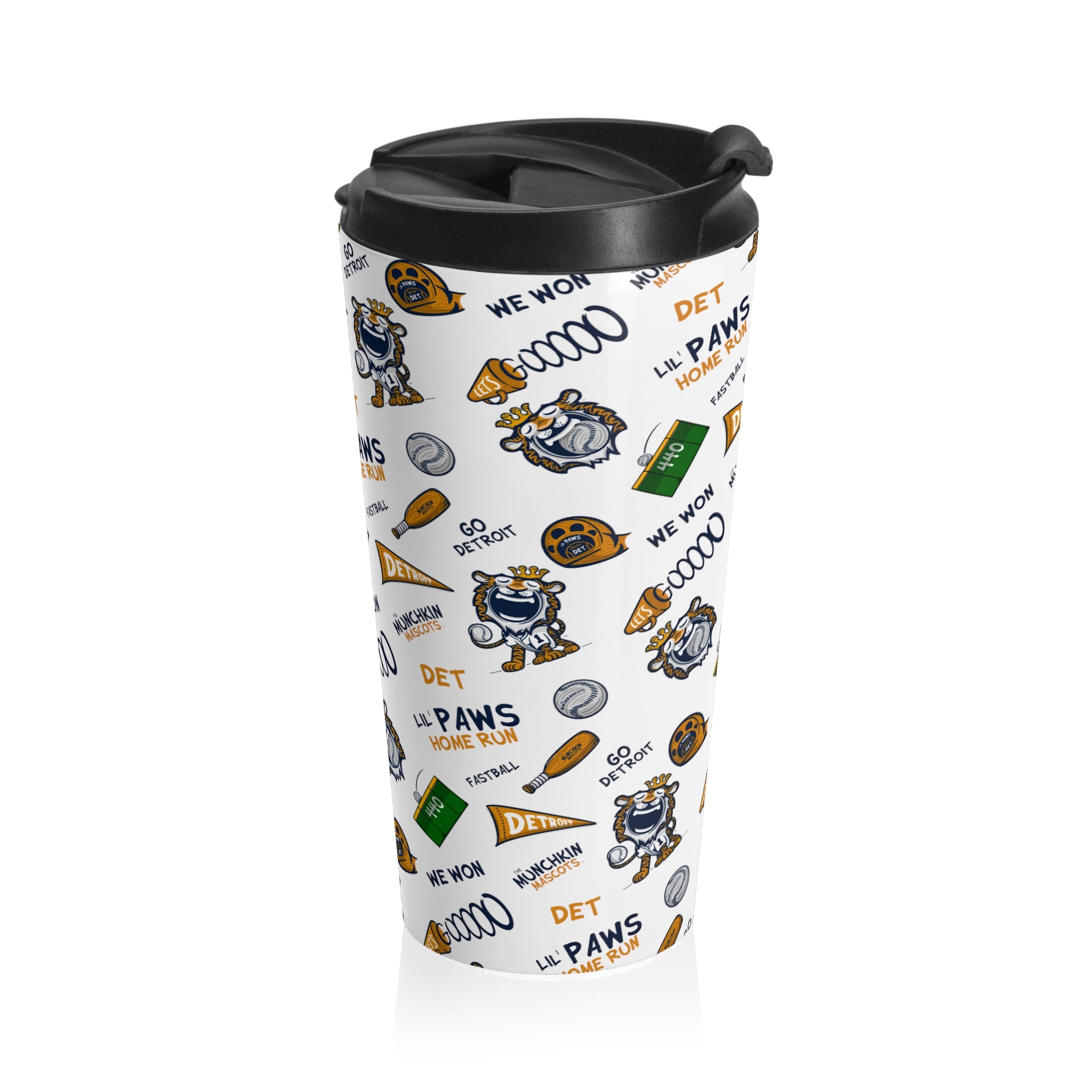 Stainless Steel Travel Mug - Lil' Paws DET Baseball