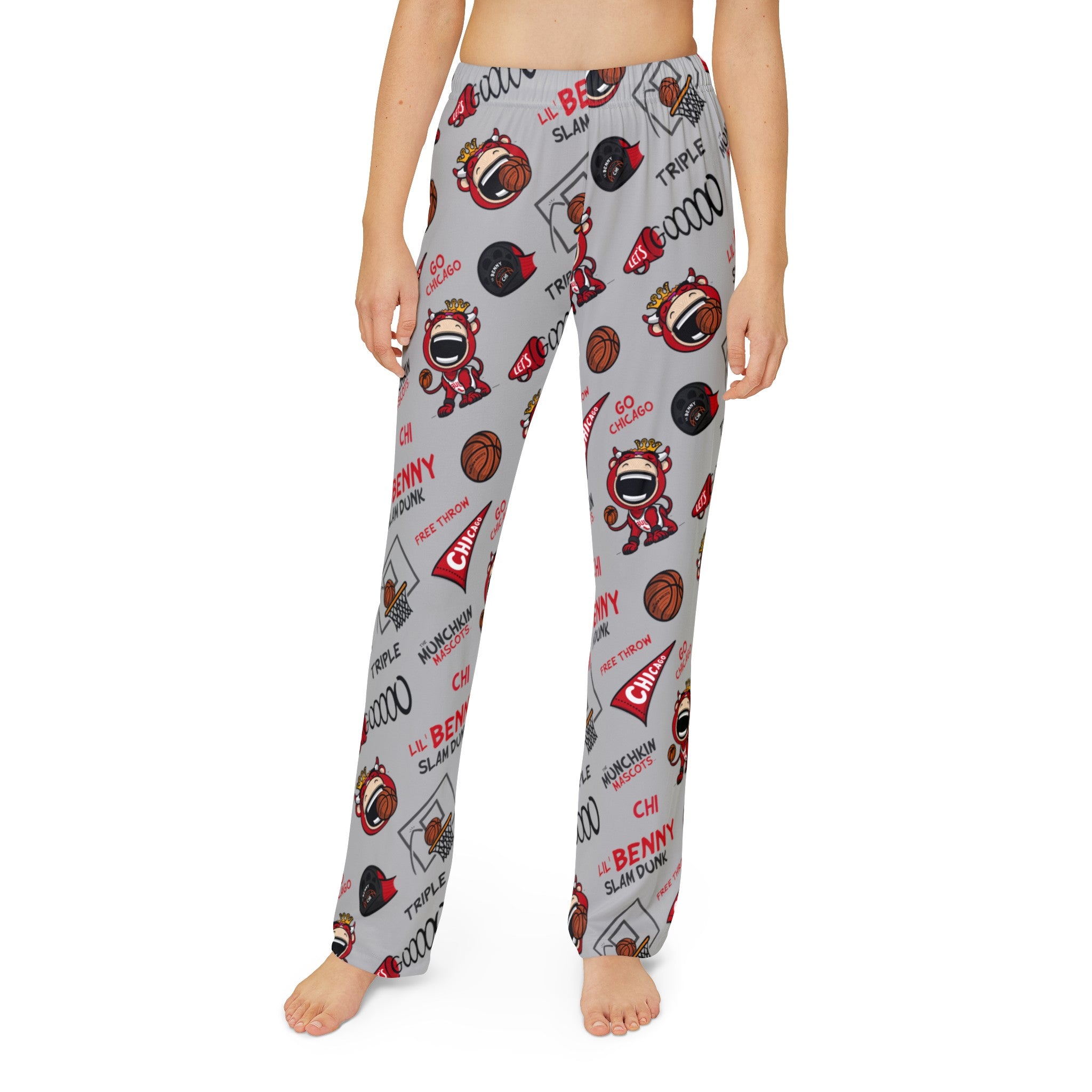 Kids Pajama Pants (AOP) - Pattern - Lil' Benny CHI Basketball