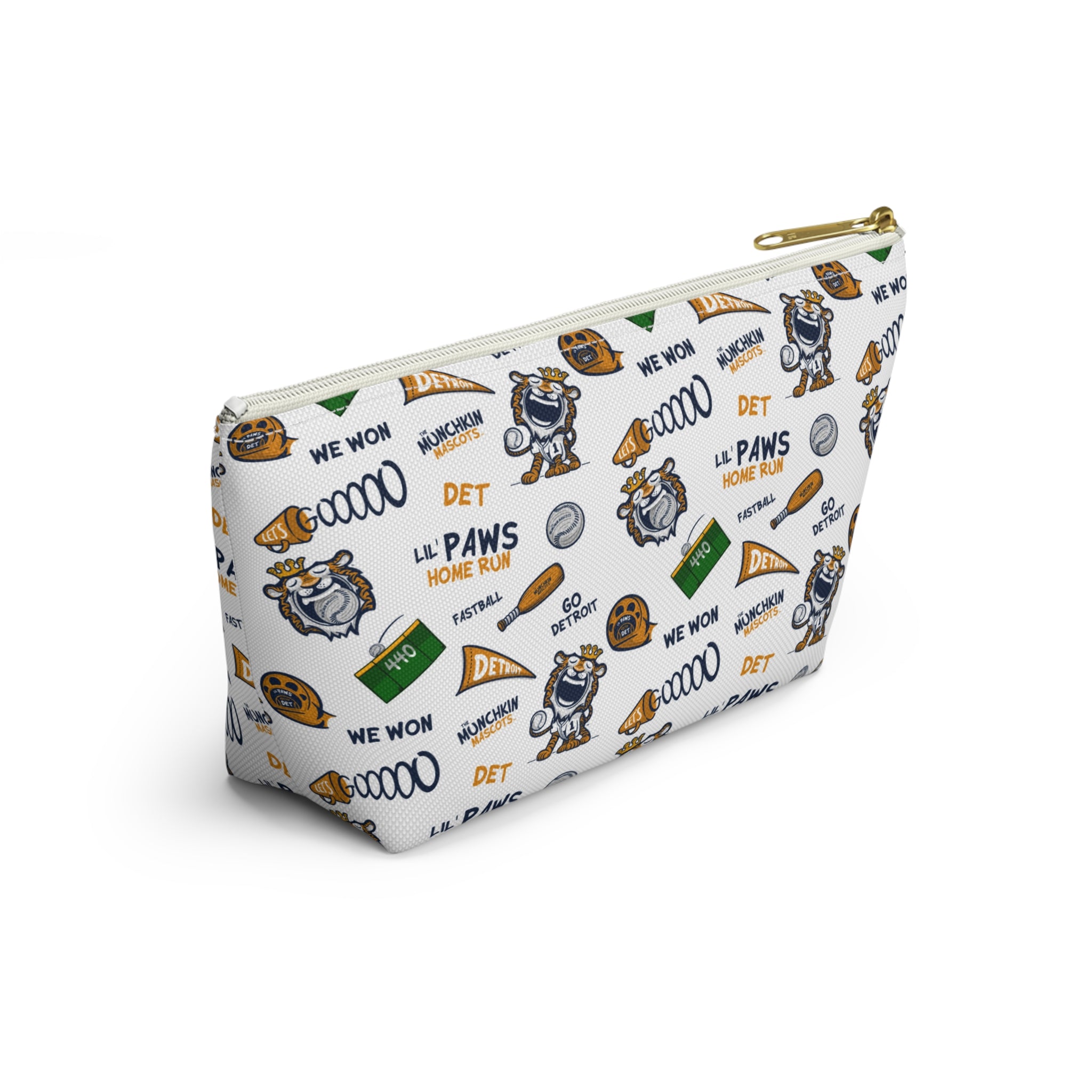 Detroit Baseball Accessory Pouch Lil' Paws Themed | Hand-Drawn Art | Gifts for Kids