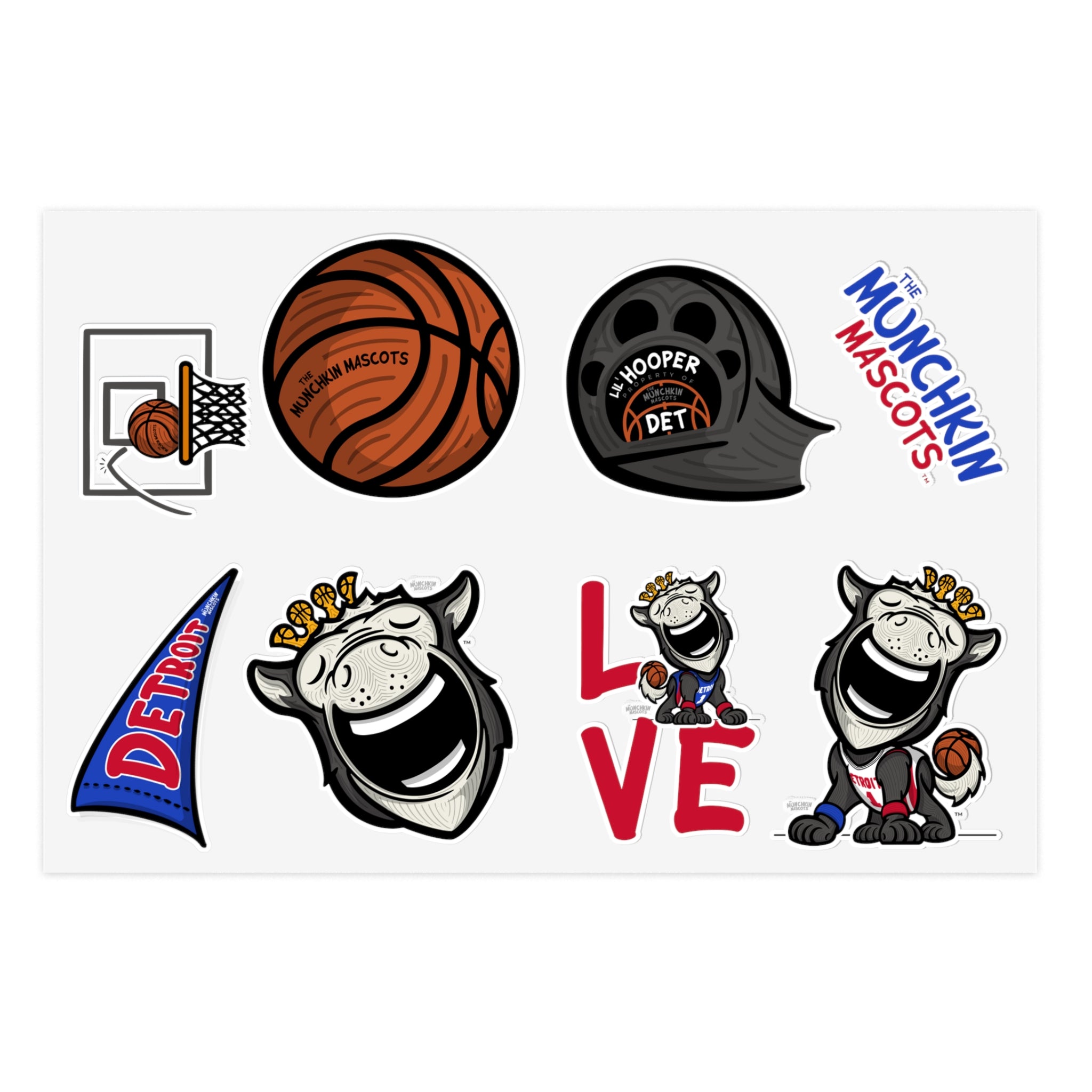 Sticker Sheets - Mascots  - Lil' Hooper DET Basketball