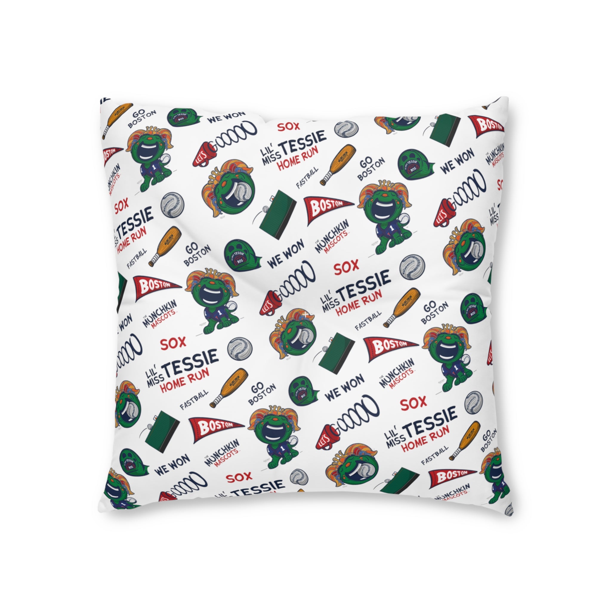 Tufted Floor Pillow, Square - Pattern + Future - Lil' Miss Tessie BOS Baseball