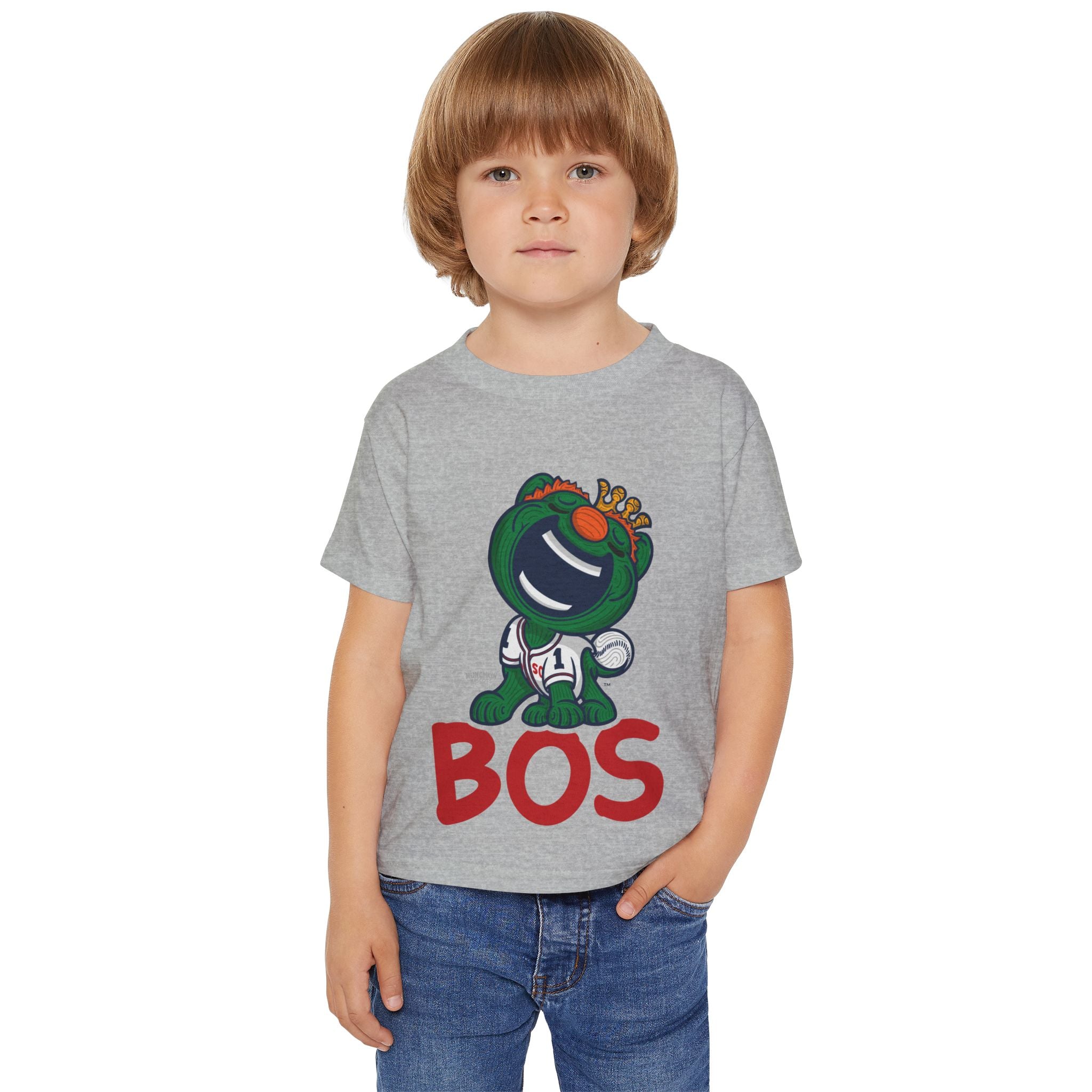Boston Baseball Toddler Tshirt Lil' Wally 'BOS' | Hand-Drawn Art | Gifts for Kids