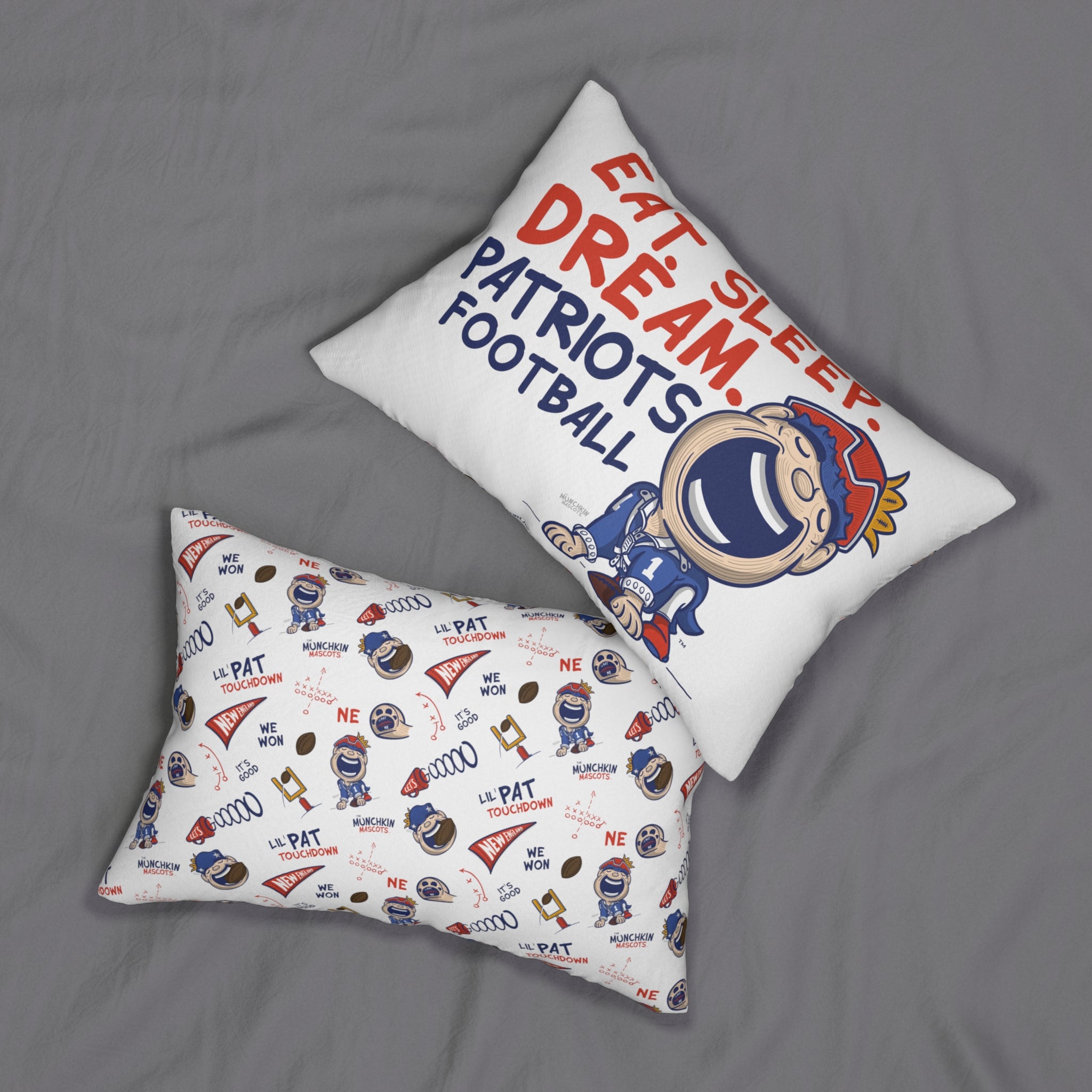 Spun Polyester Lumbar Pillow - Eat Sleep Dream -  Lil' Pat NE Football