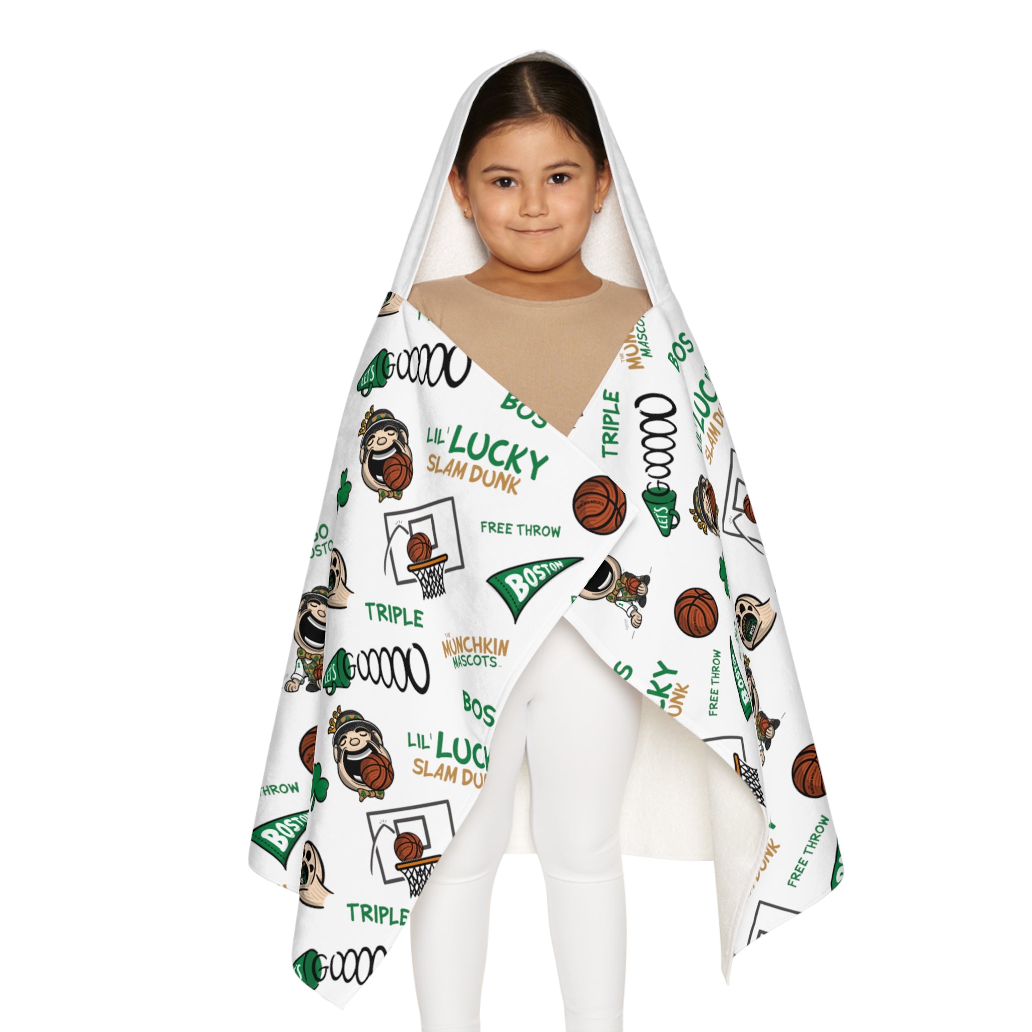 Youth Hooded Towel - Pattern - Lil' Lucky BOS Basketball