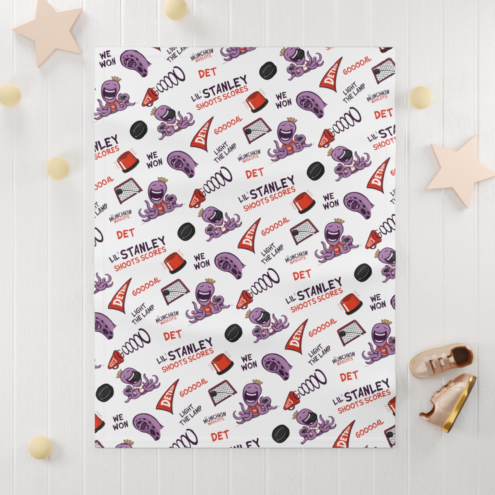 Soft Fleece Baby Blanket - Pattern - Lil' Stanley DET Hockey