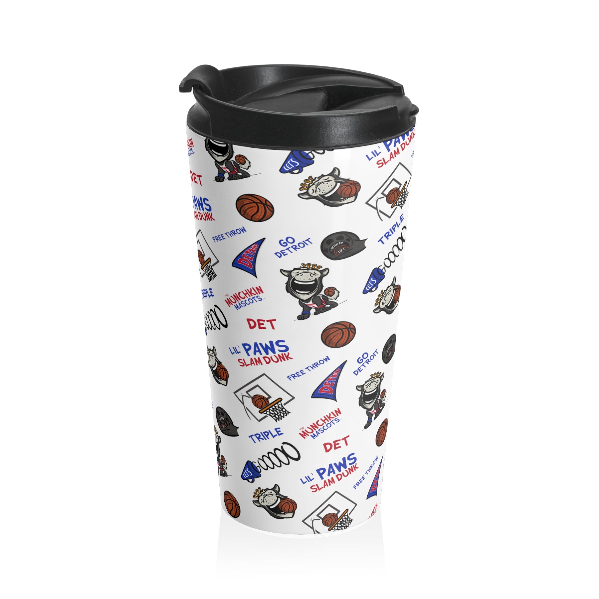 Stainless Steel Travel Mug - Pattern - Lil' Hooper DET Basketball