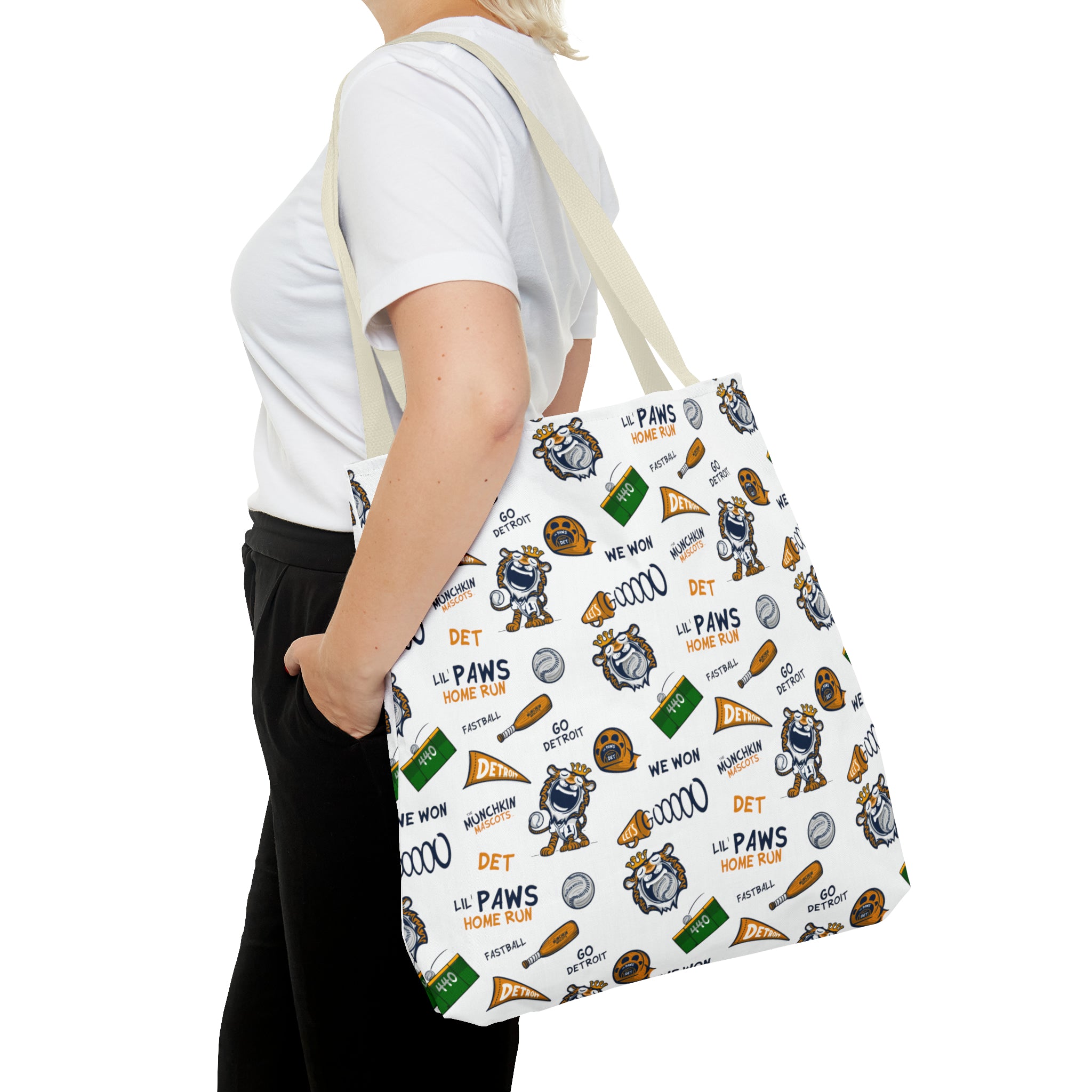 Tote Bag (AOP) - Pattern - Lil' Paws DET Baseball