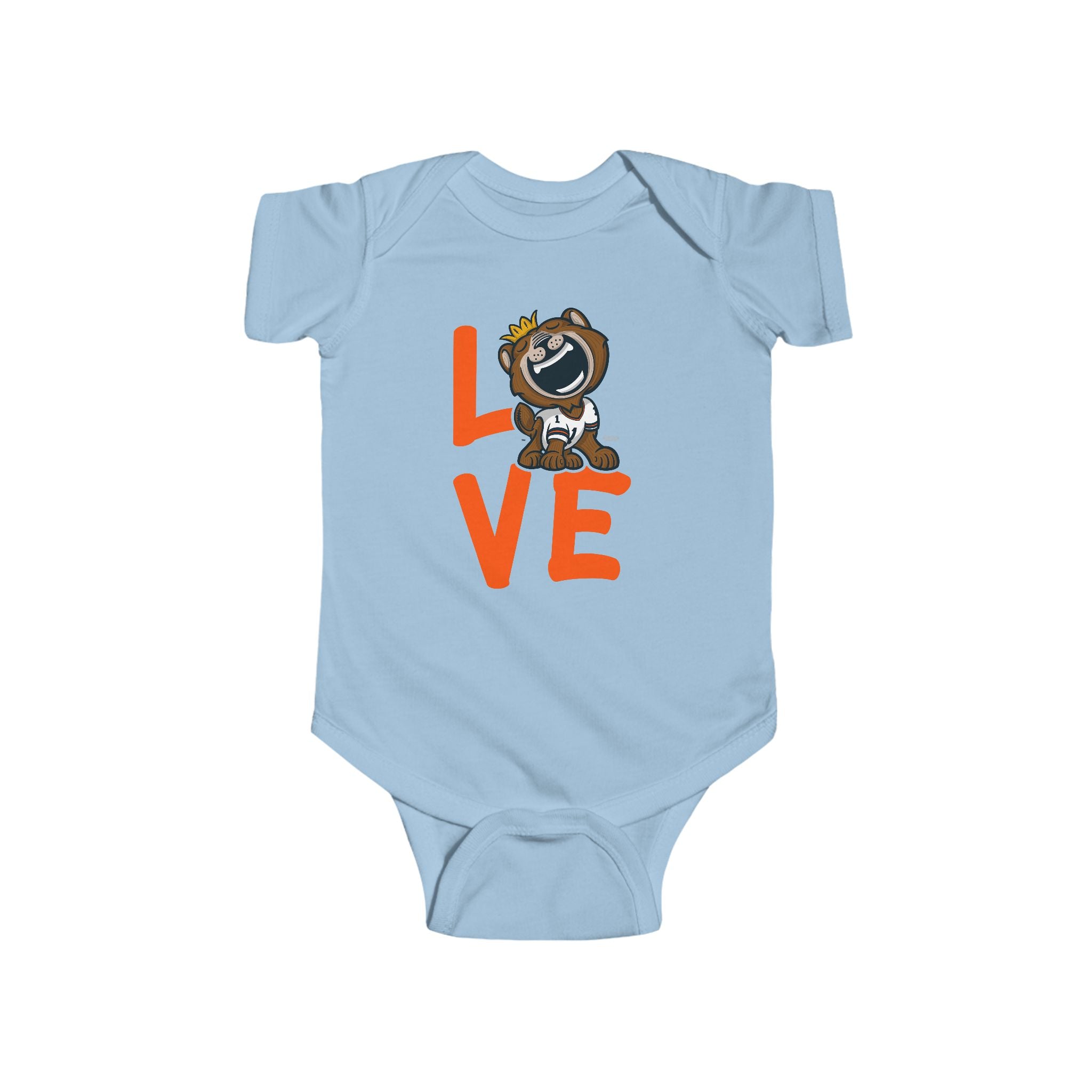 Chicago Football Newborn & Infant Lil' Staley 'LOVE' Jersey Bodysuit | Hand-Drawn Art | Gifts for Newborns