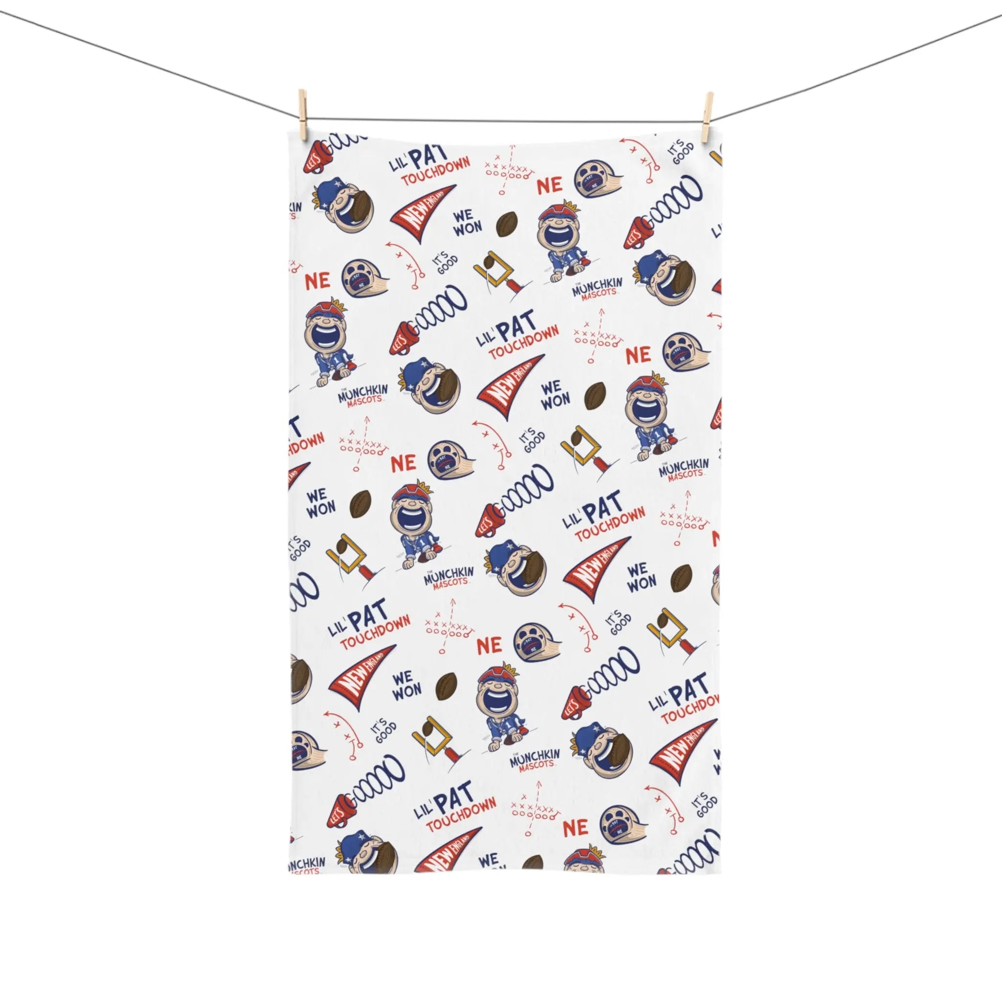 Hand Towel - Pattern - Lil' Pat NE Football Printify