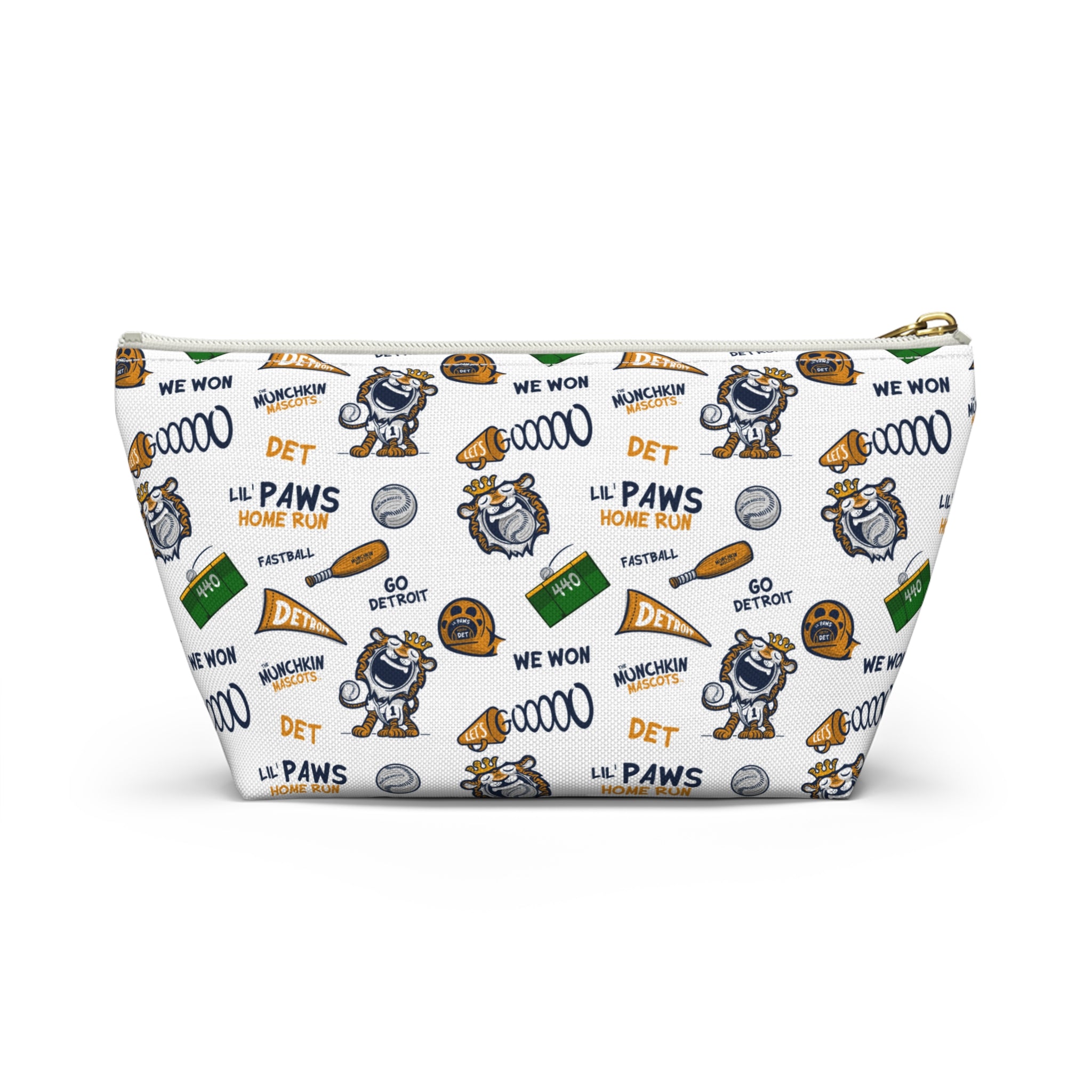 Detroit Baseball Accessory Pouch Lil' Paws Themed | Hand-Drawn Art | Gifts for Kids