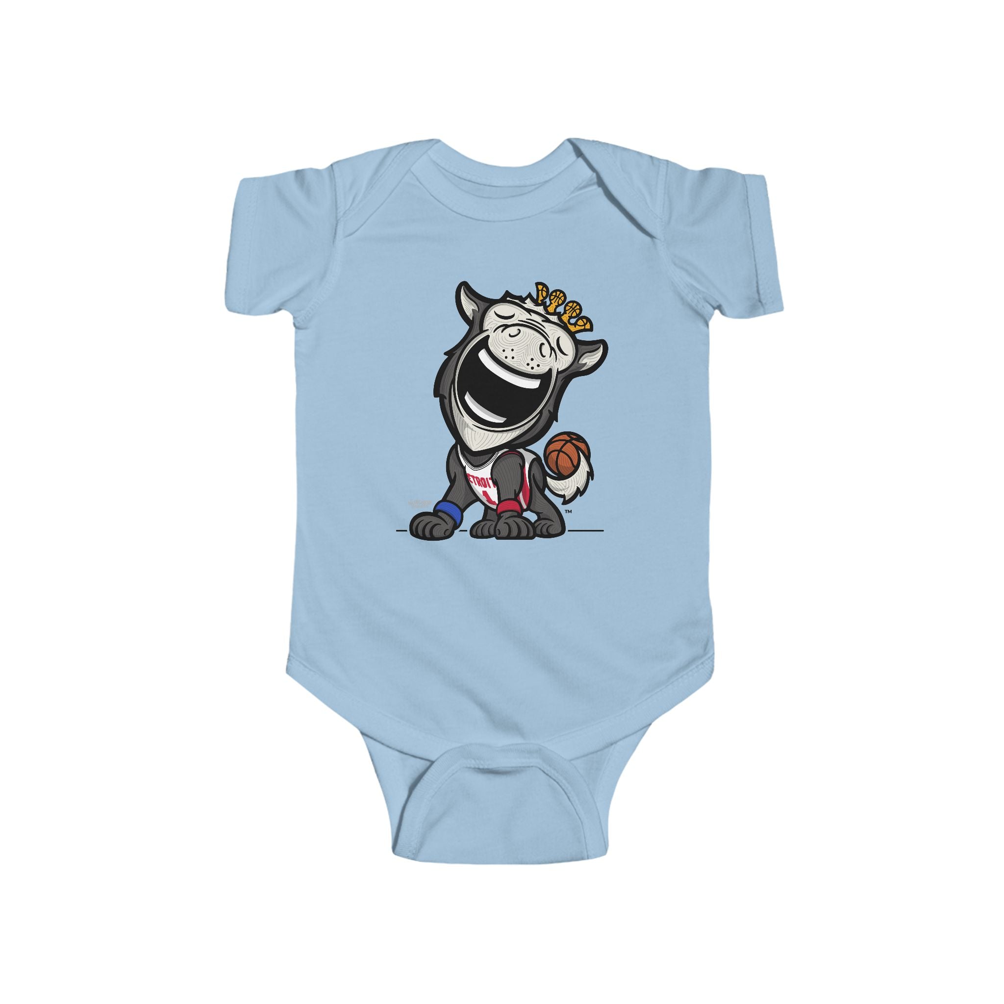 Detroit Basketball Newborn & Infant Lil' Hooper 'Munchkin Mascot' Jersey Bodysuit | Hand-Drawn Art | Gifts for Newborns