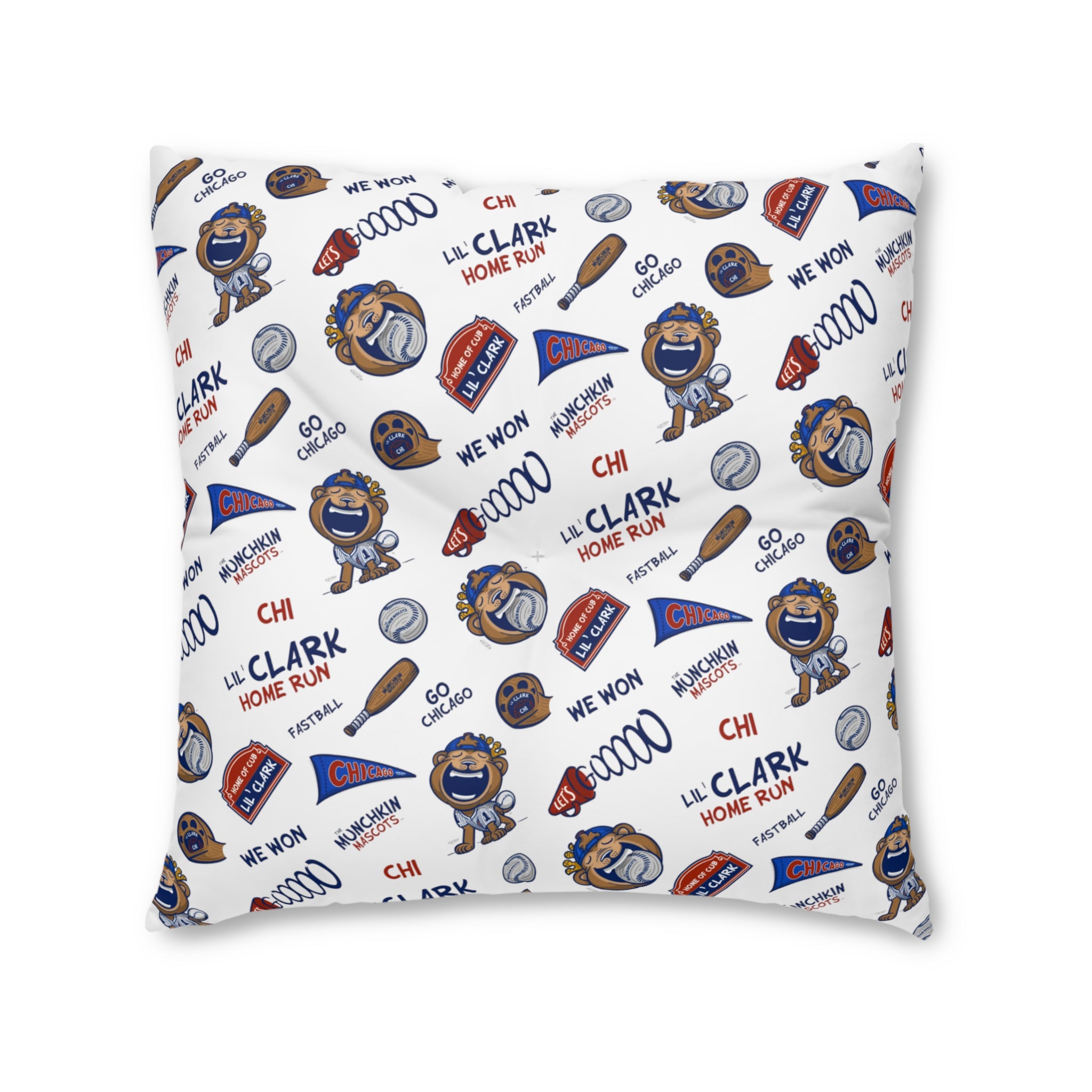 Tufted Floor Pillow, Square - Pattern + Future - Lil' Clark CHI Baseball