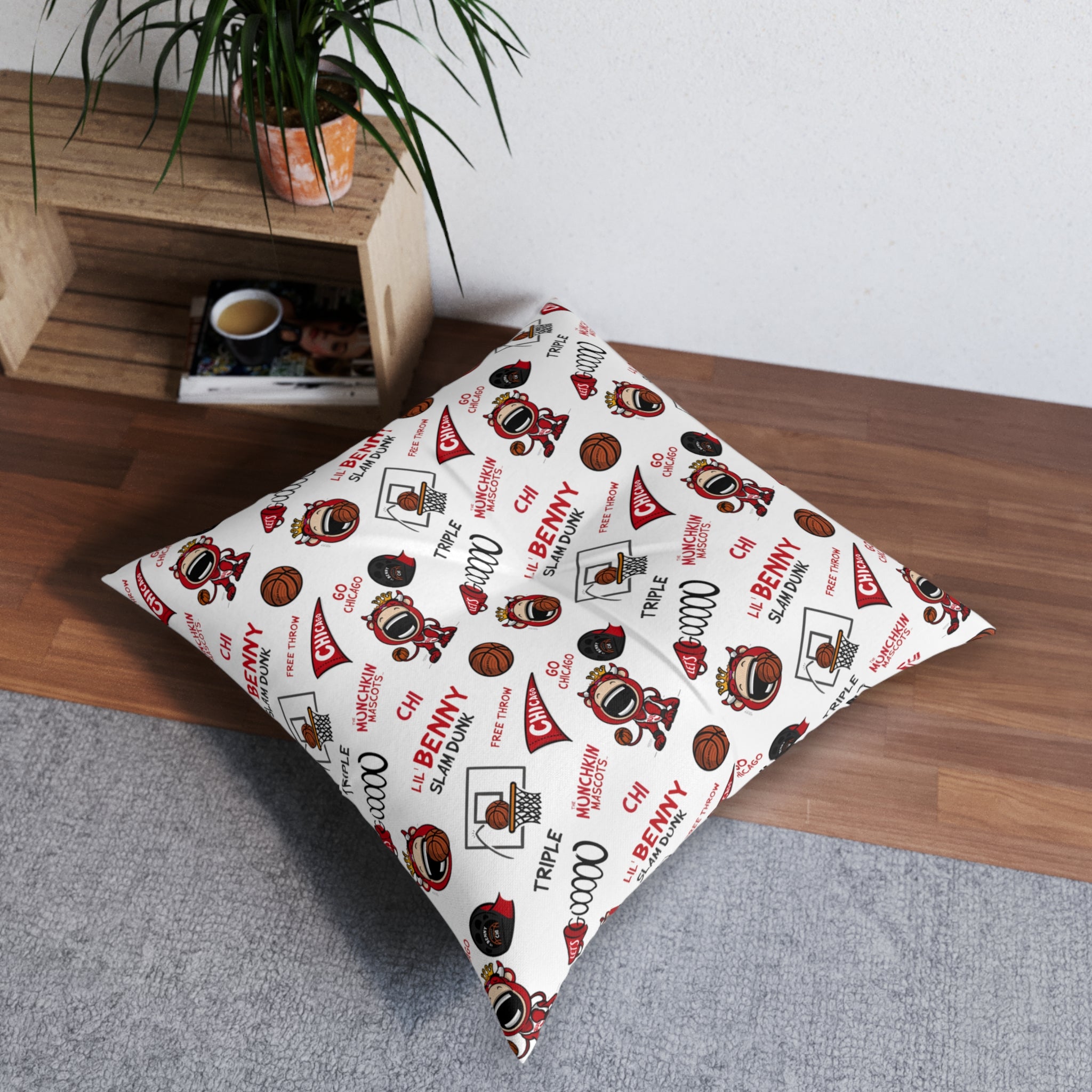 Tufted Floor Pillow, Square - Pattern + Future - Lil' Benny CHI Basketball