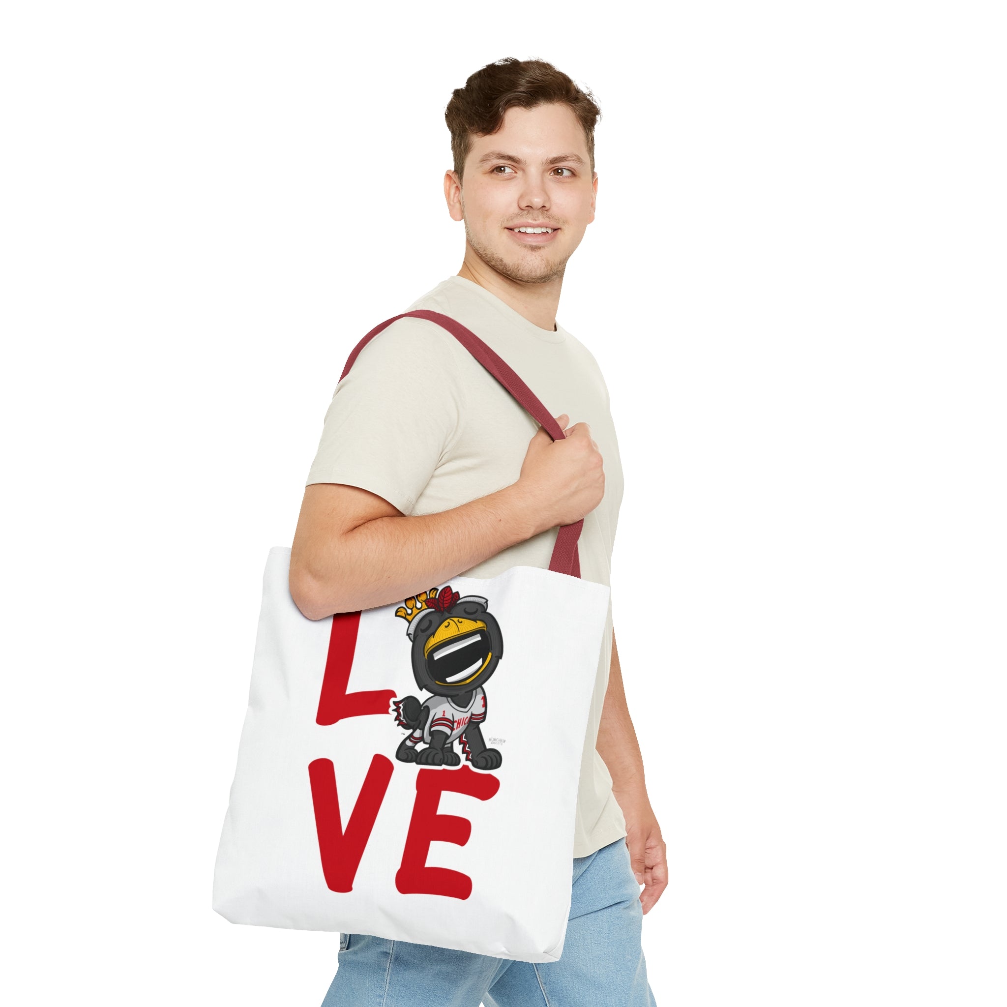 Tote Bag (AOP) - LOVE + Lets Go - Lil' Tommy CHI Hockey