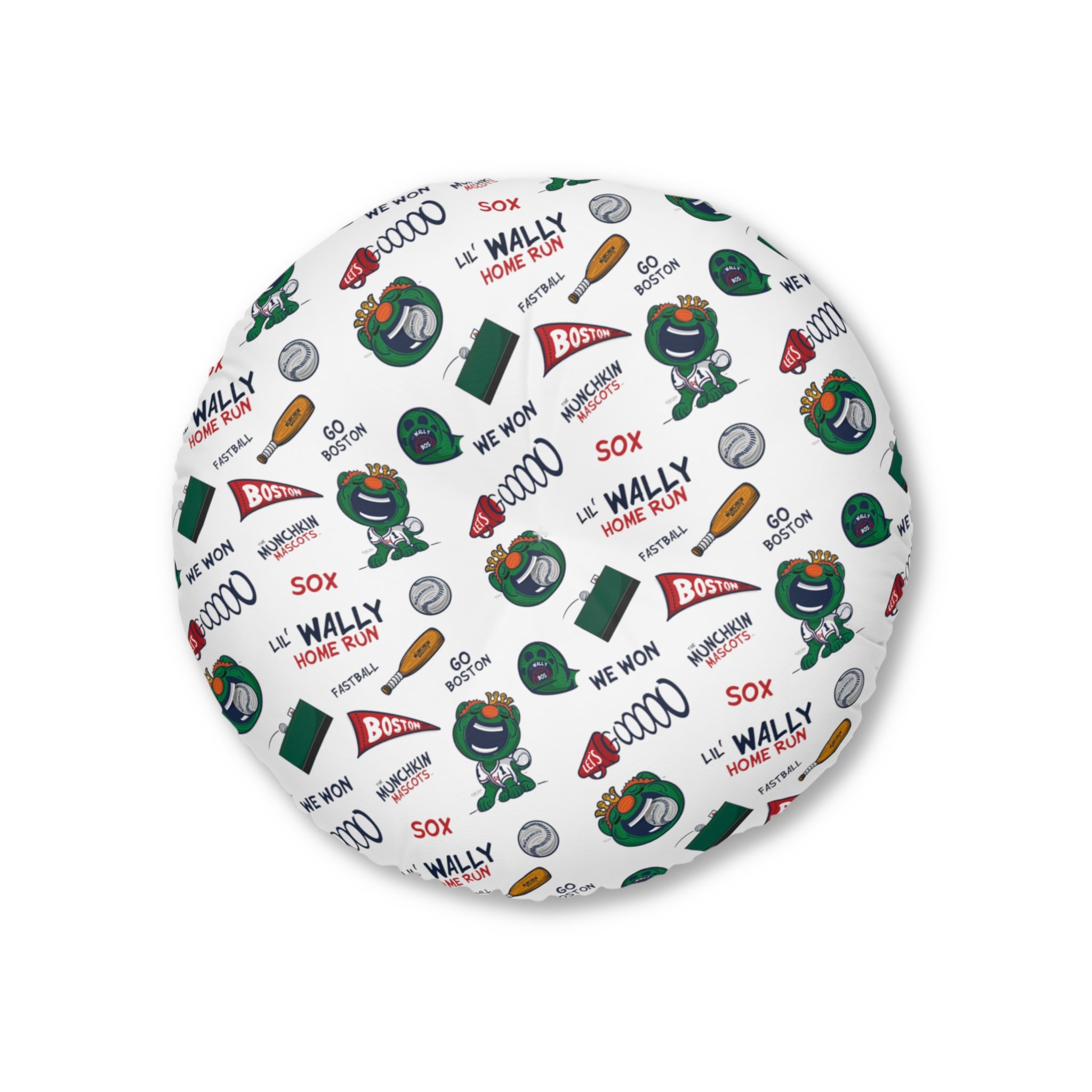 Tufted Floor Pillow, Round - Pattern + Cutest Fan - Lil' Wally BOS Baseball