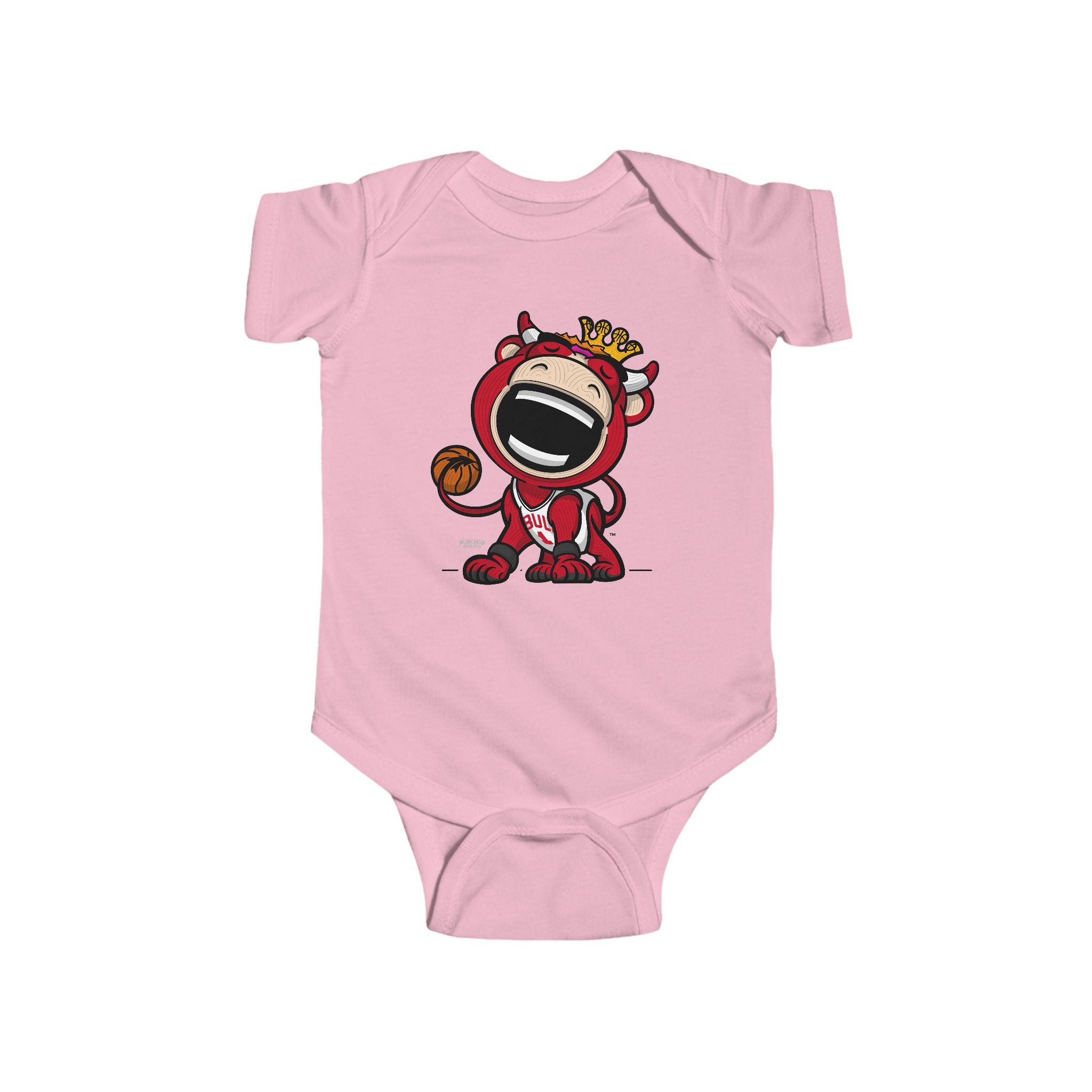 Chicago Basketball Newborn & Infant Lil' Benny 'Munchkin Mascot' Jersey Bodysuit | Hand-Drawn Art | Gifts for Newborns