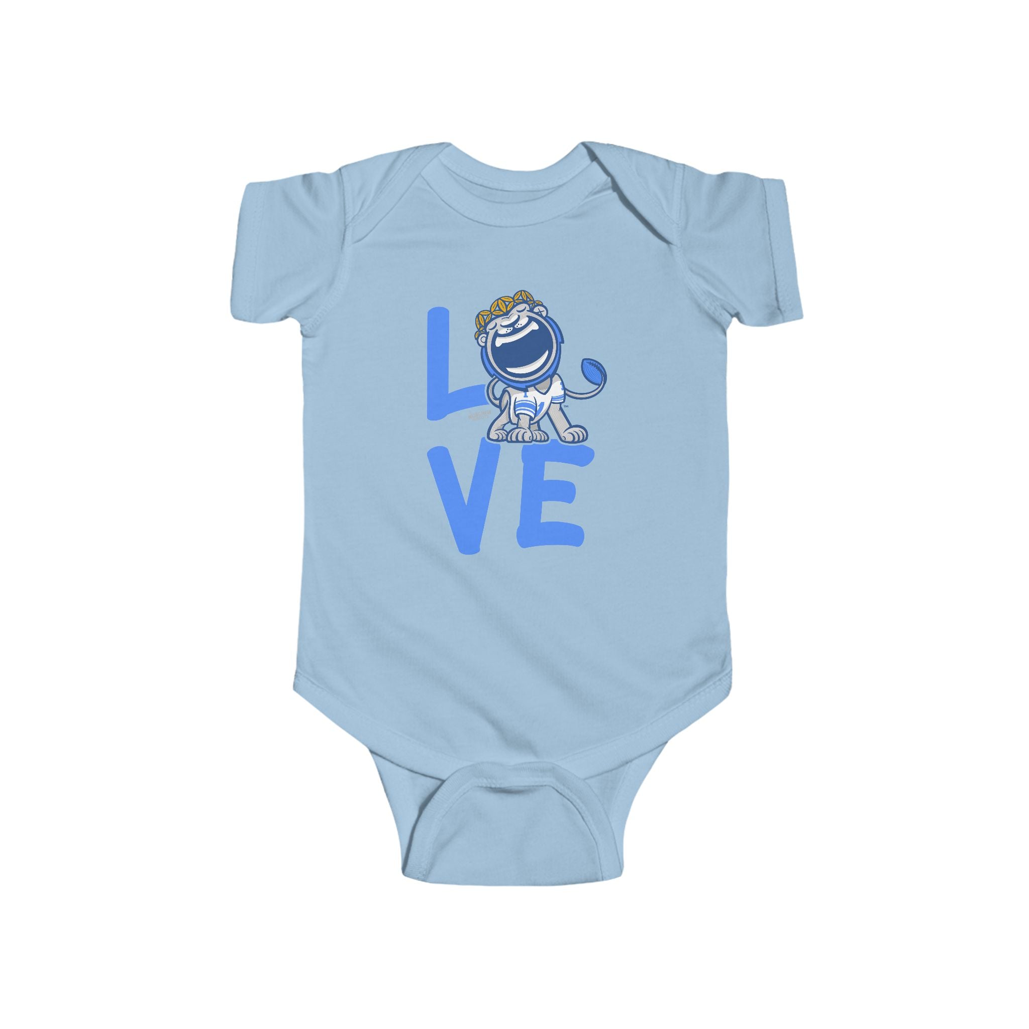 Detroit Football Newborn & Infant Lil' Miss Roary 'LOVE' Jersey Bodysuit | Hand-Drawn Art | Gifts for Newborns