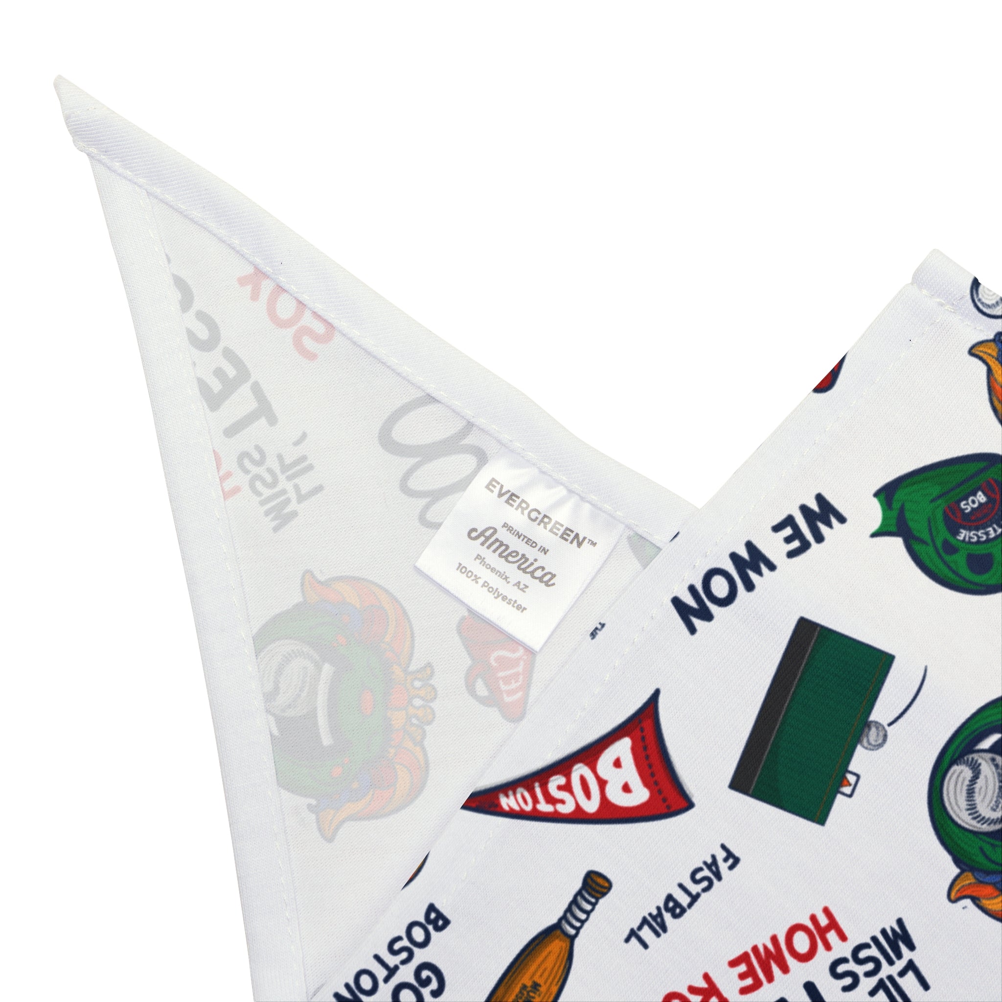 Boston Baseball Pet Bandana Lil' Miss Tessie Pattern | Hand-Drawn Art | Gifts for Pets