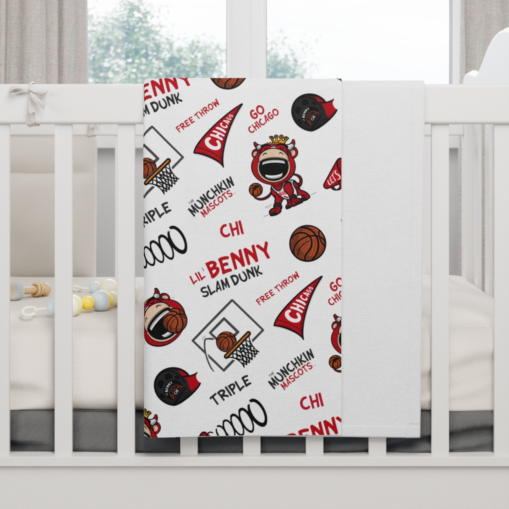 Soft Fleece Baby Blanket - Pattern - Lil' Benny CHI Basketball