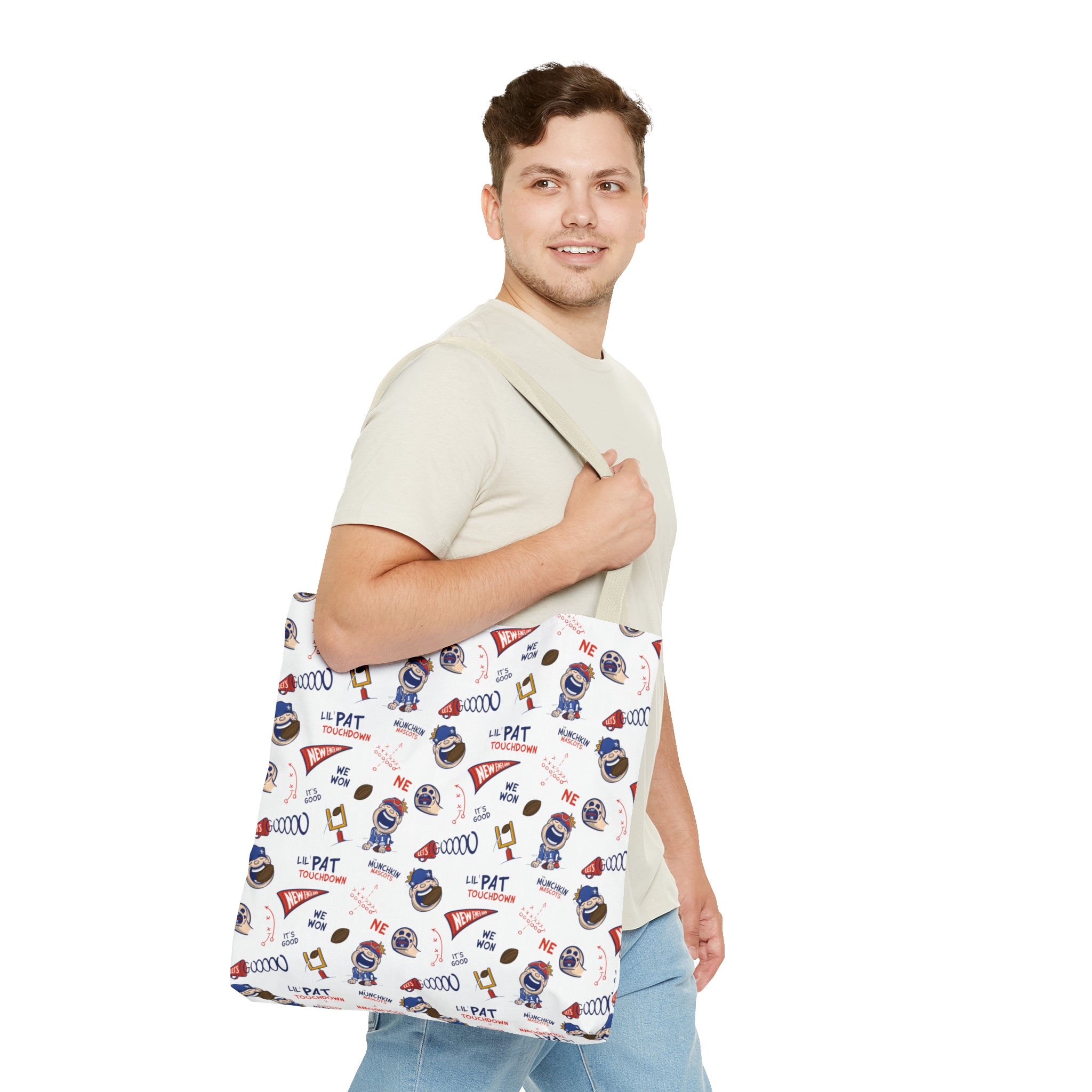 Tote Bag (AOP) - Pattern - Lil' Pat NE Football