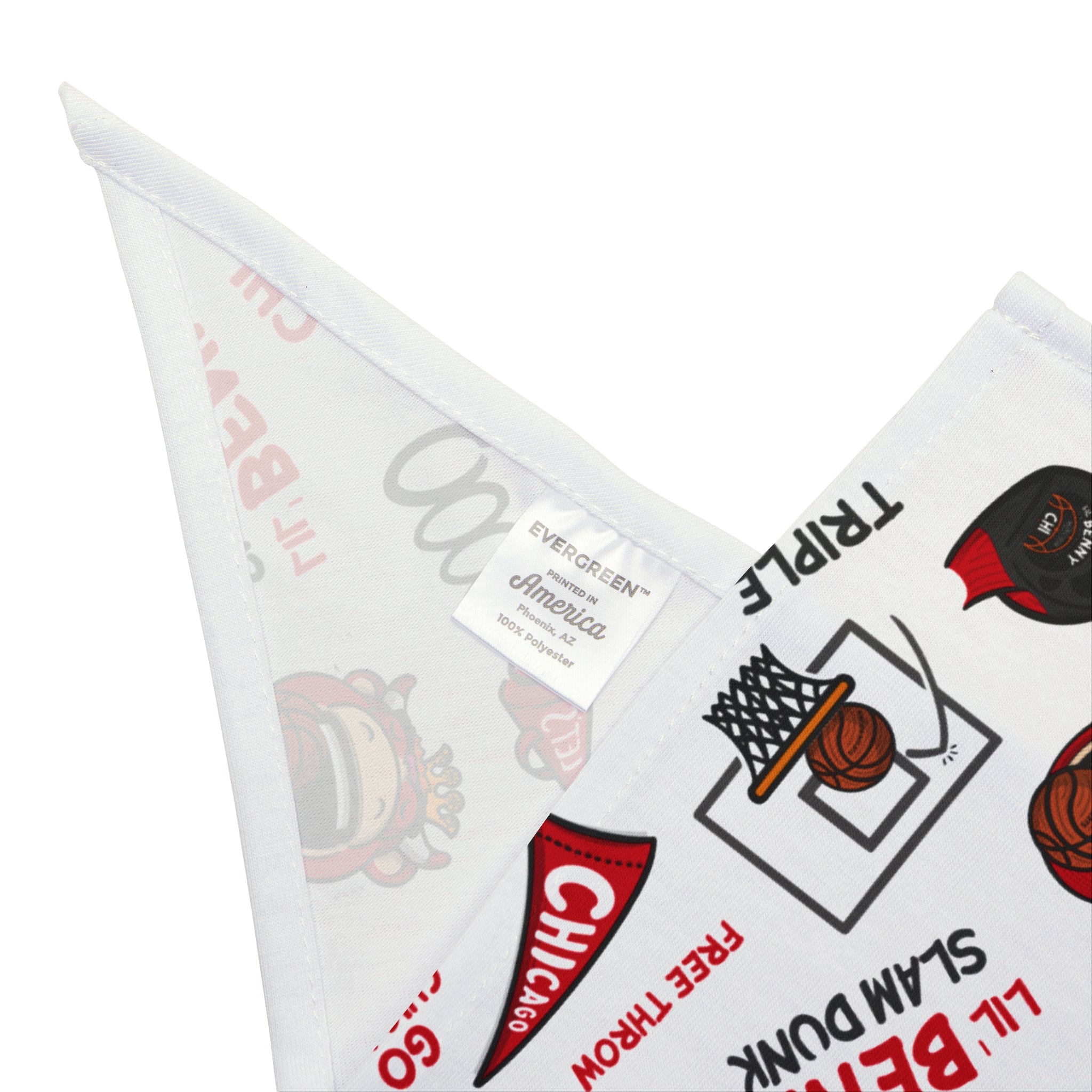 Chicago Basketball Pet Bandana Lil' Benny Pattern | Hand-Drawn Art | Gifts for Pets