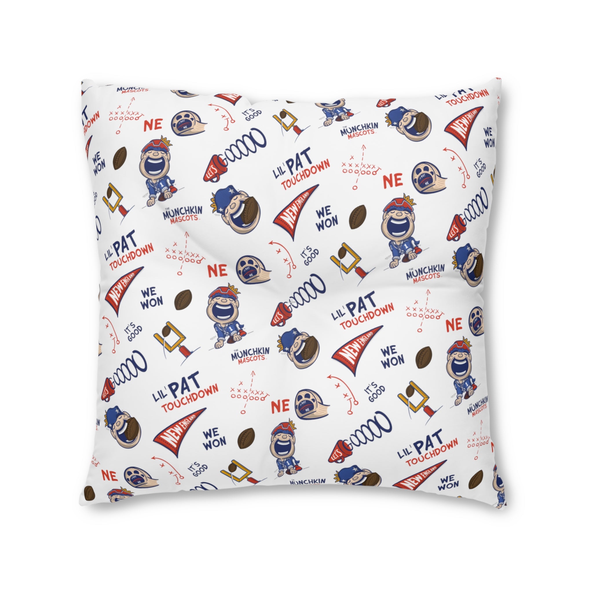 Tufted Floor Pillow, Square - Pattern + Future - Lil' Pat NE Football