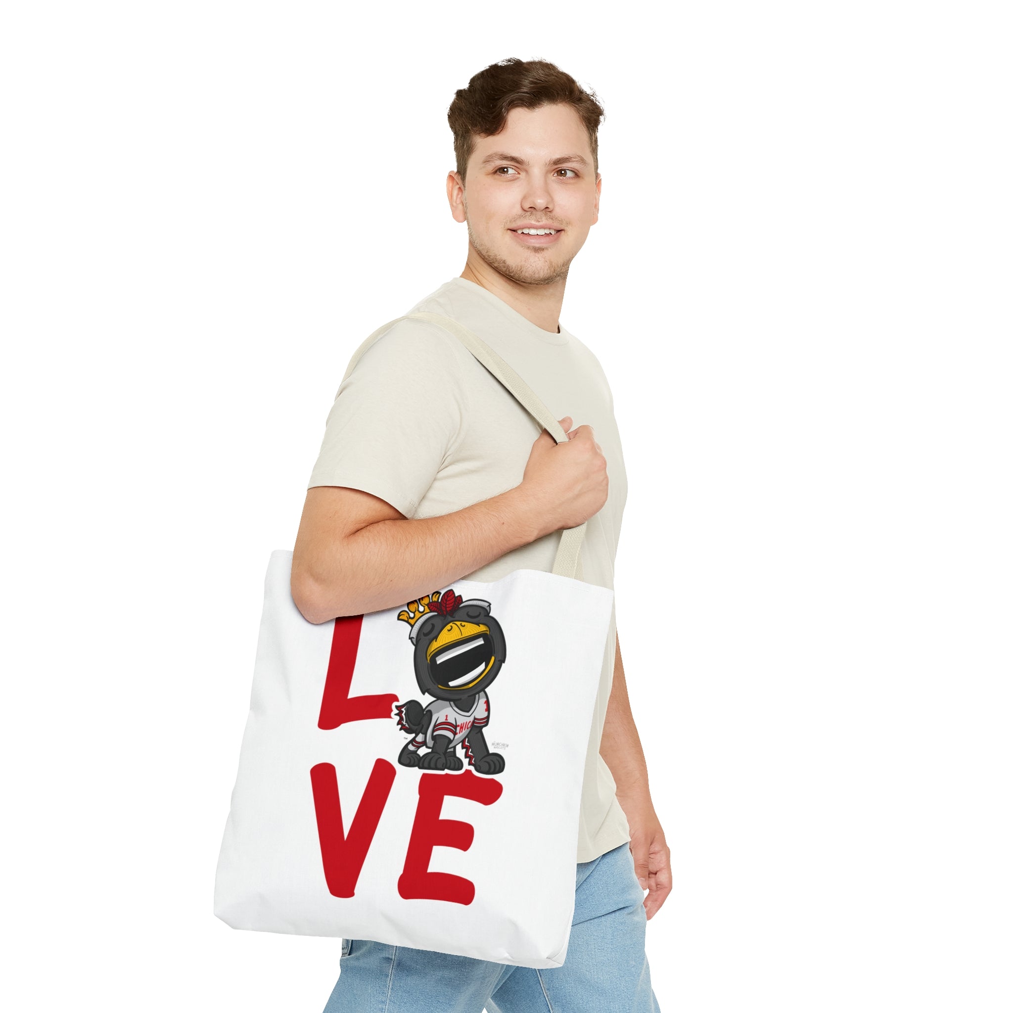 Tote Bag (AOP) - LOVE + Lets Go - Lil' Tommy CHI Hockey