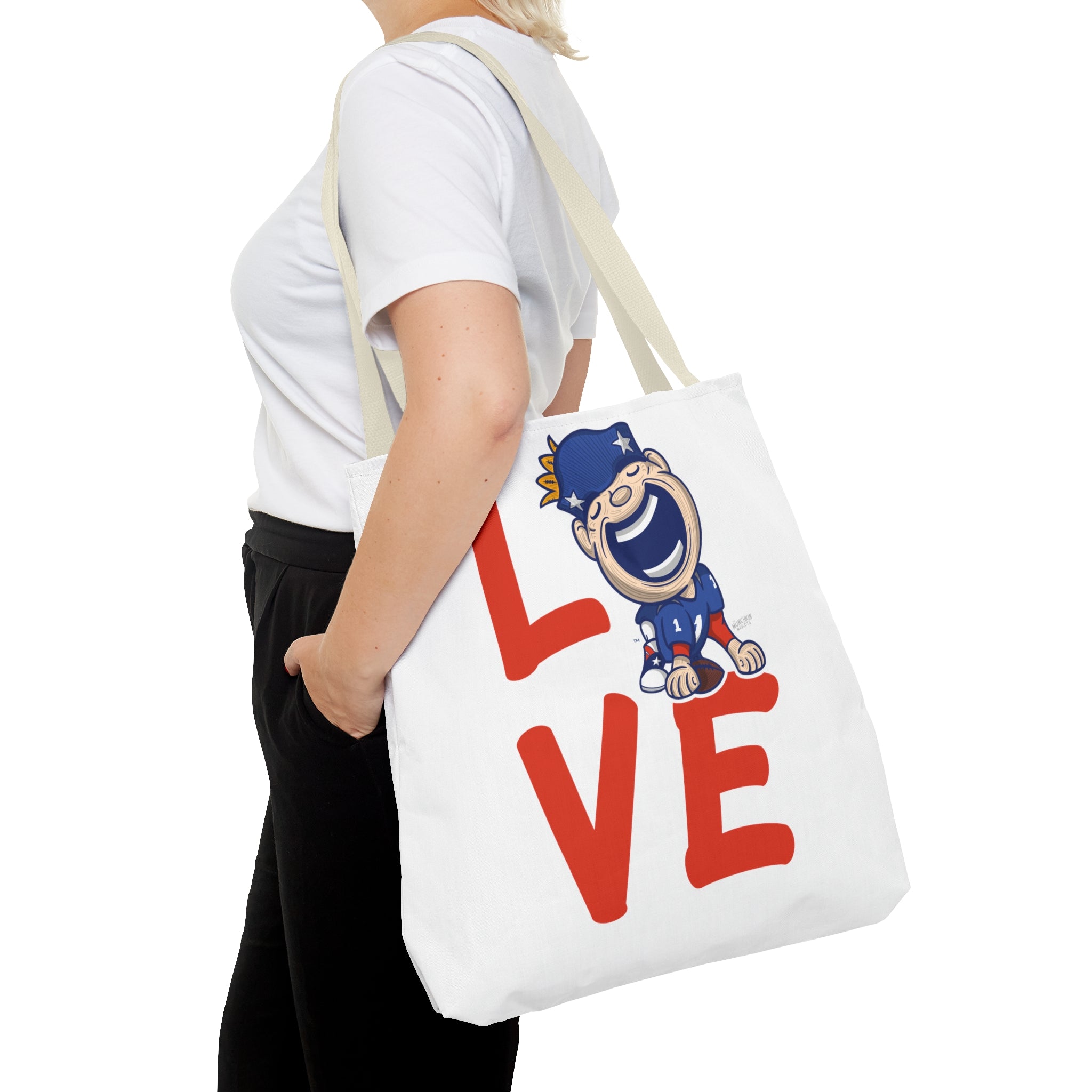 Tote Bag (AOP) - LOVE + Lets Go - Lil' Pat NE Football