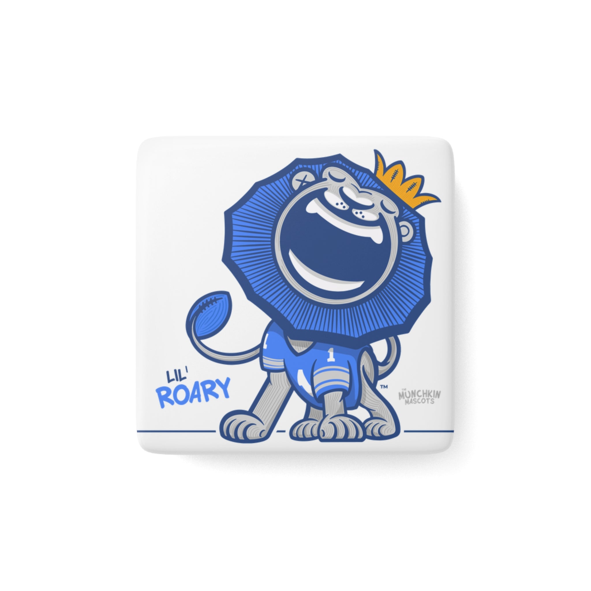 Detroit Football Porcelain Magnet Lil' Roary 'Munchkin Mascot' | Hand-Drawn Art | Gifts for Kids