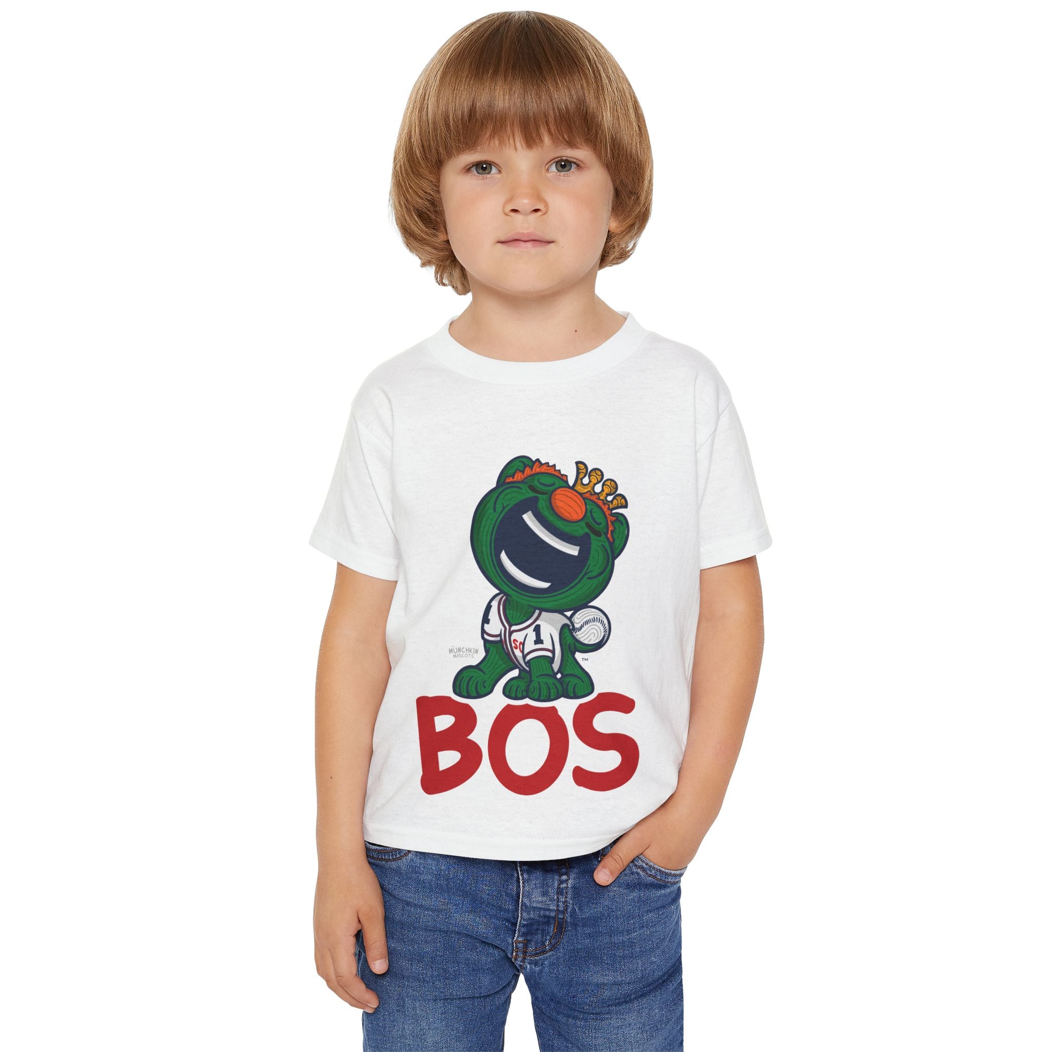 Boston Baseball Toddler Tshirt Lil' Wally 'BOS' | Hand-Drawn Art | Gifts for Kids