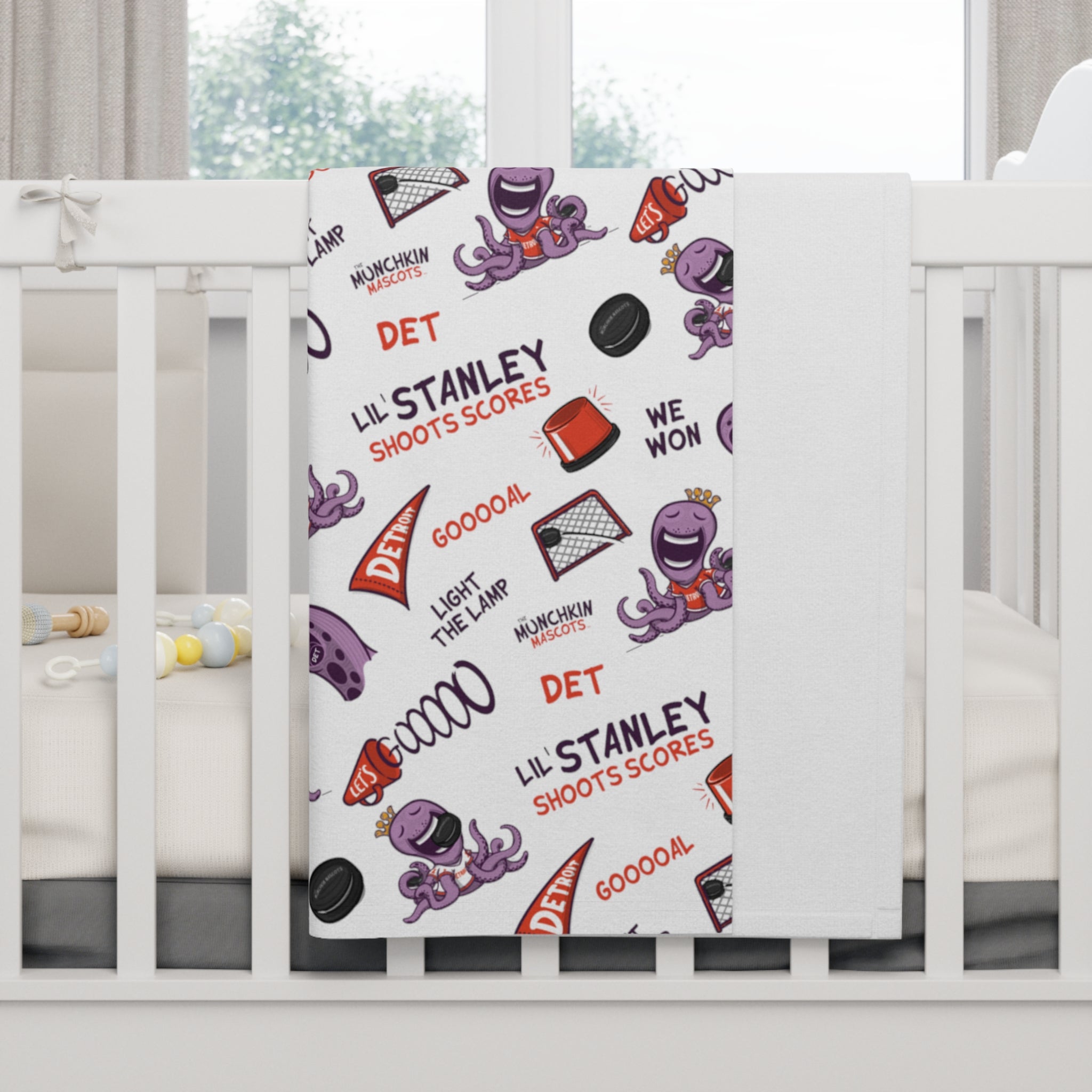 Soft Fleece Baby Blanket - Pattern - Lil' Stanley DET Hockey