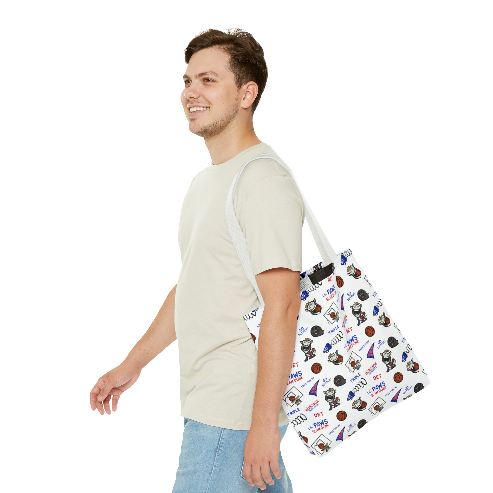 Tote Bag (AOP) - Pattern - Lil' Hooper DET Basketball