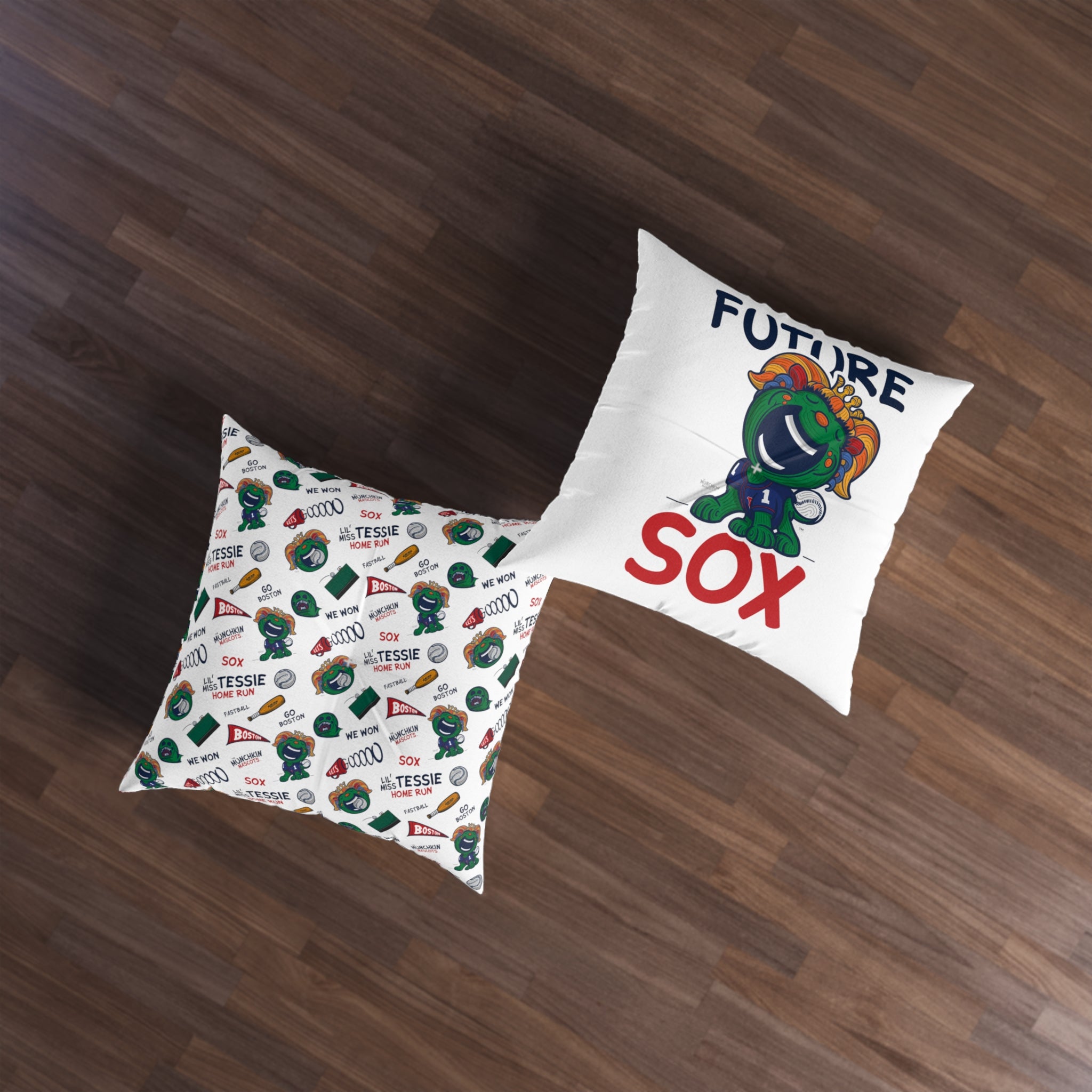 Tufted Floor Pillow, Square - Pattern + Future - Lil' Miss Tessie BOS Baseball