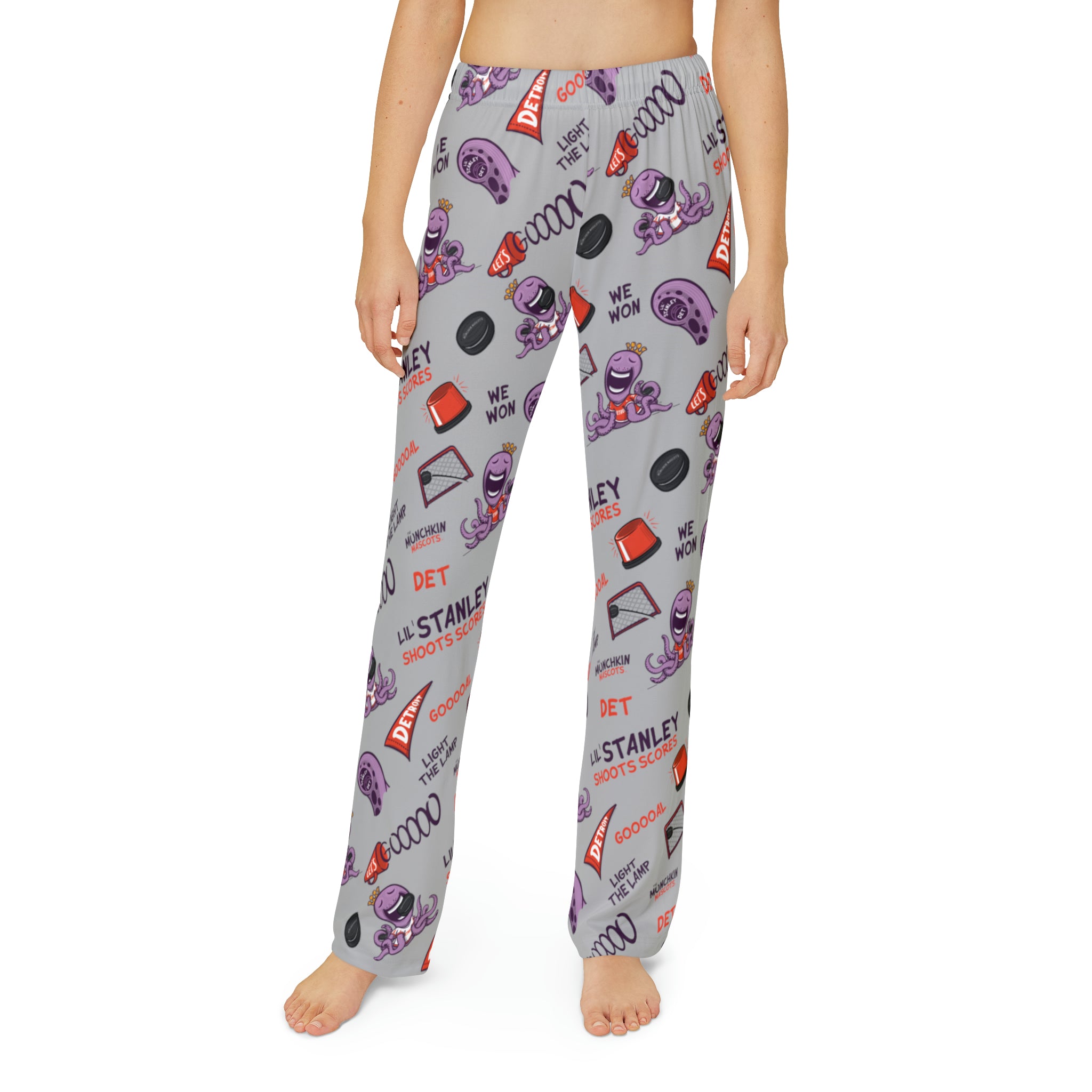 Kids Pajama Pants (AOP) - Pattern - Lil' Stanley DET Hockey