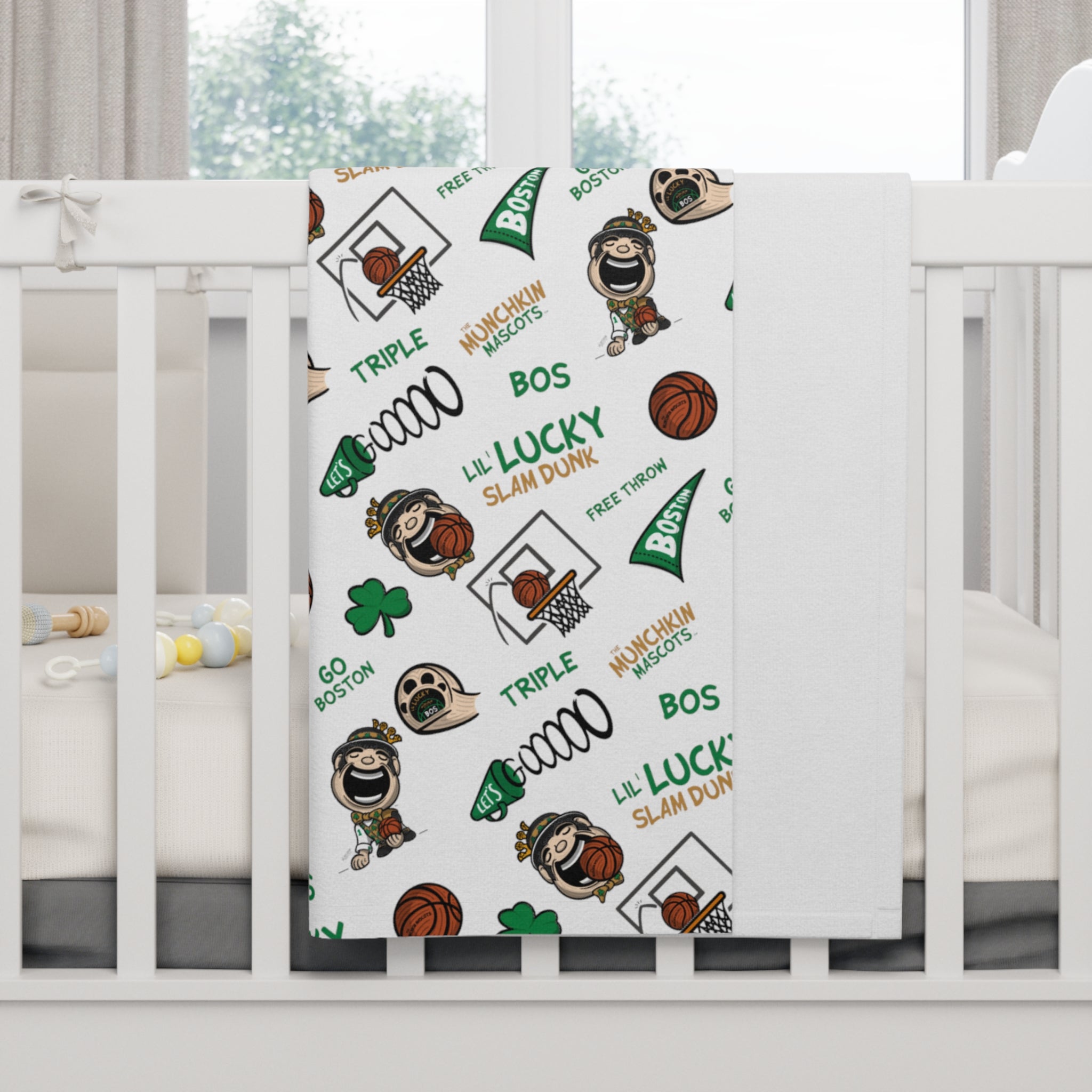 Soft Fleece Baby Blanket - Pattern - Lil' Lucky BOS Basketball