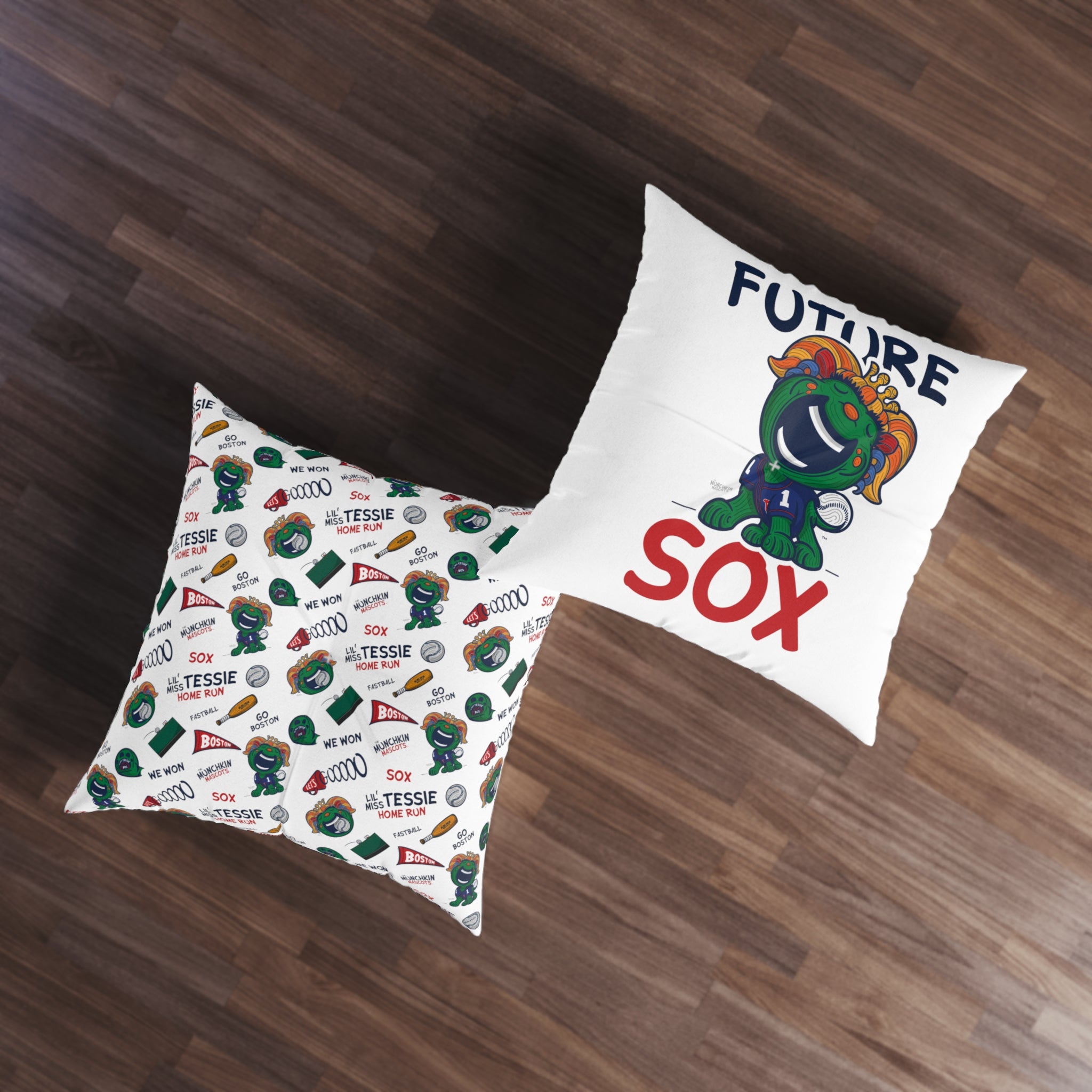 Tufted Floor Pillow, Square - Pattern + Future - Lil' Miss Tessie BOS Baseball