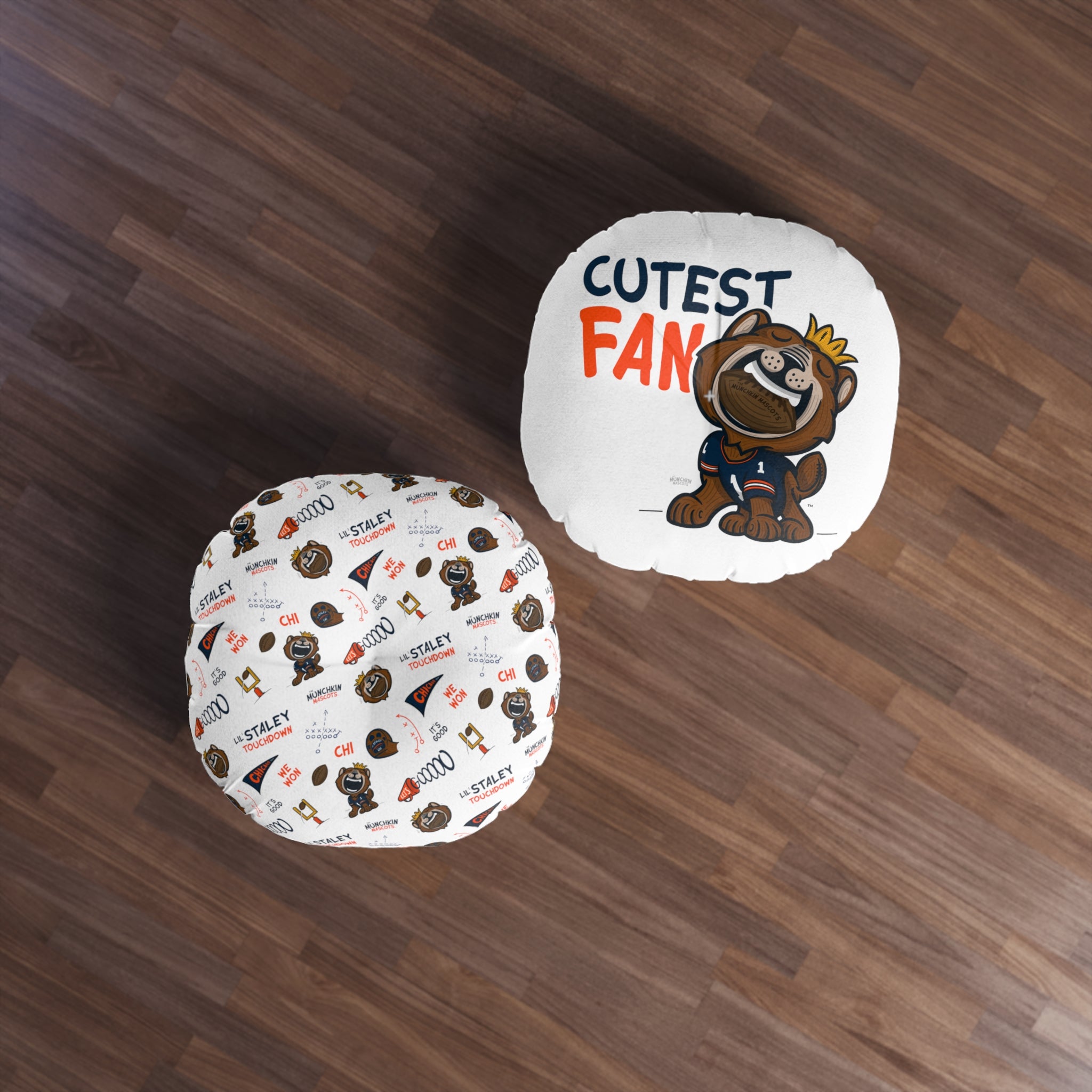 Tufted Floor Pillow, Round - Pattern + Cutest Fan - Lil' Staley CHI Football