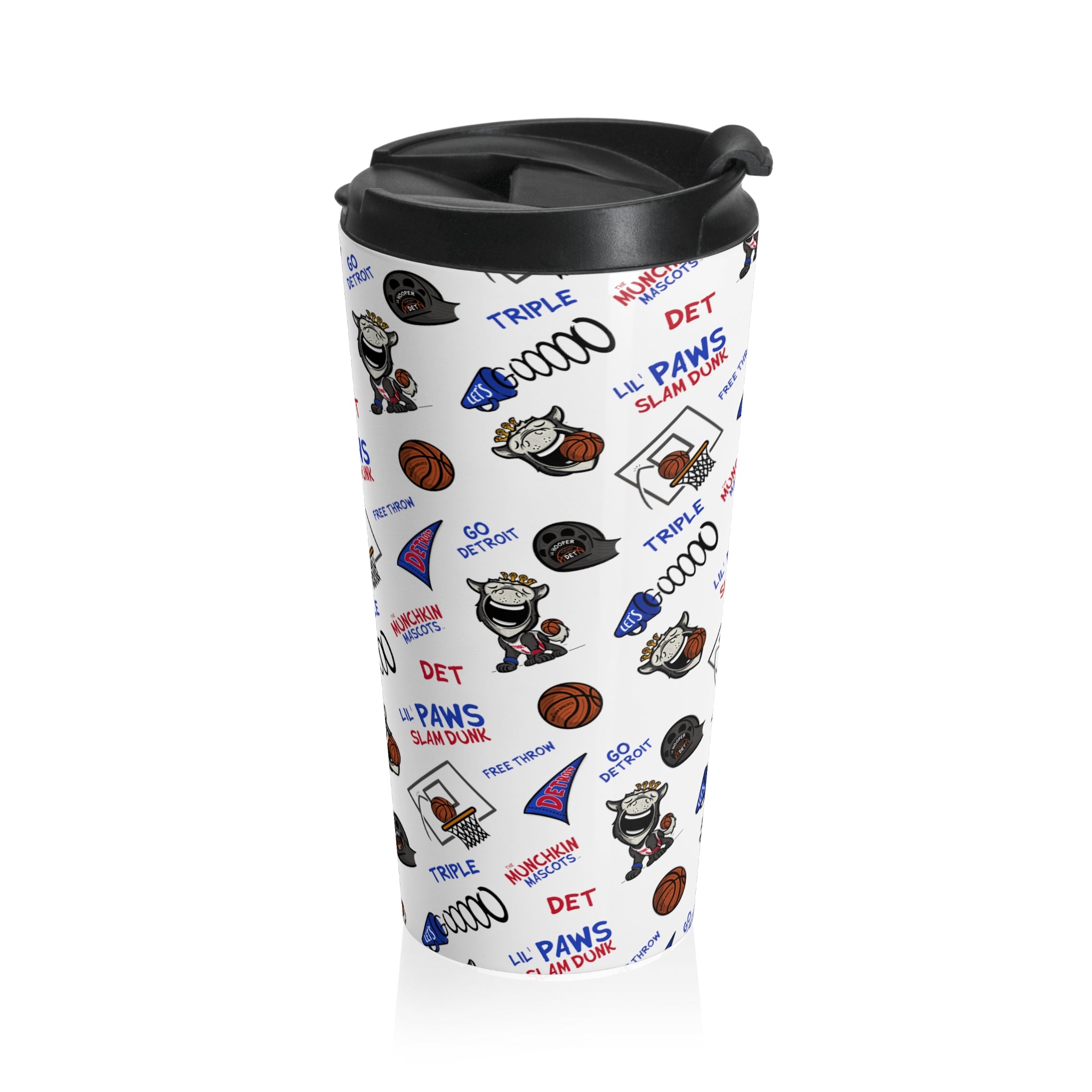 Stainless Steel Travel Mug - Pattern - Lil' Hooper DET Basketball