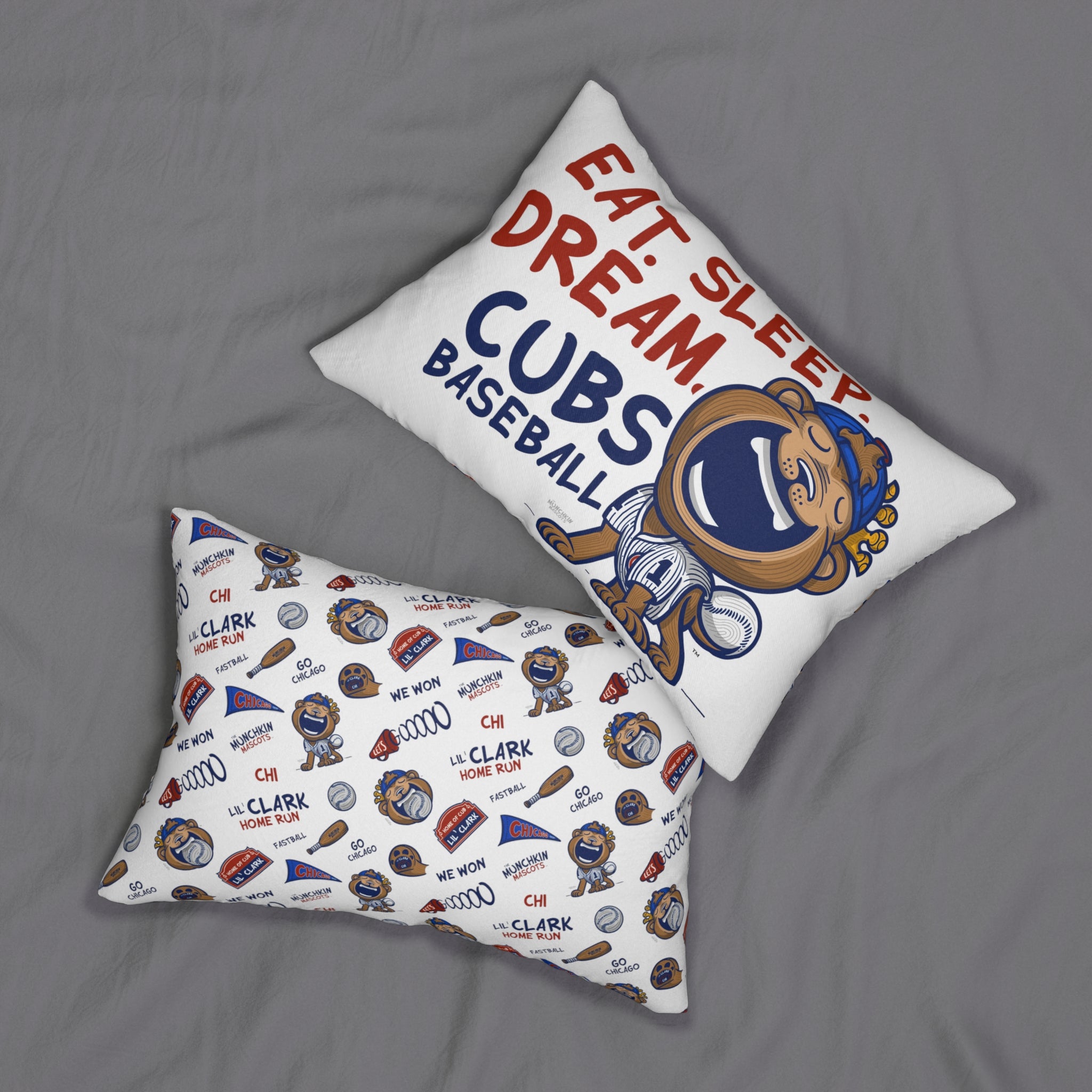 Spun Polyester Lumbar Pillow - Eat Sleep Dream -  Lil' Clark CHI Baseball