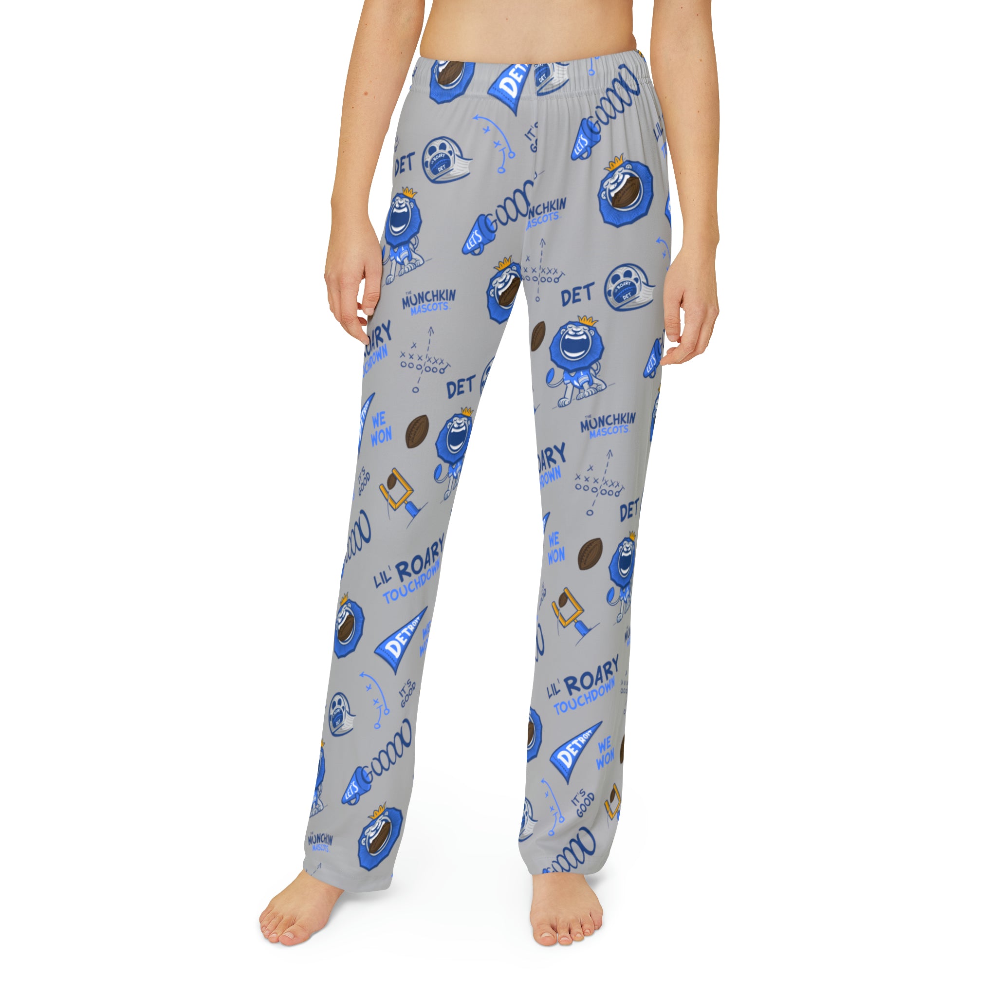 Kids Pajama Pants (AOP) - Pattern - Lil' Roary DET Football