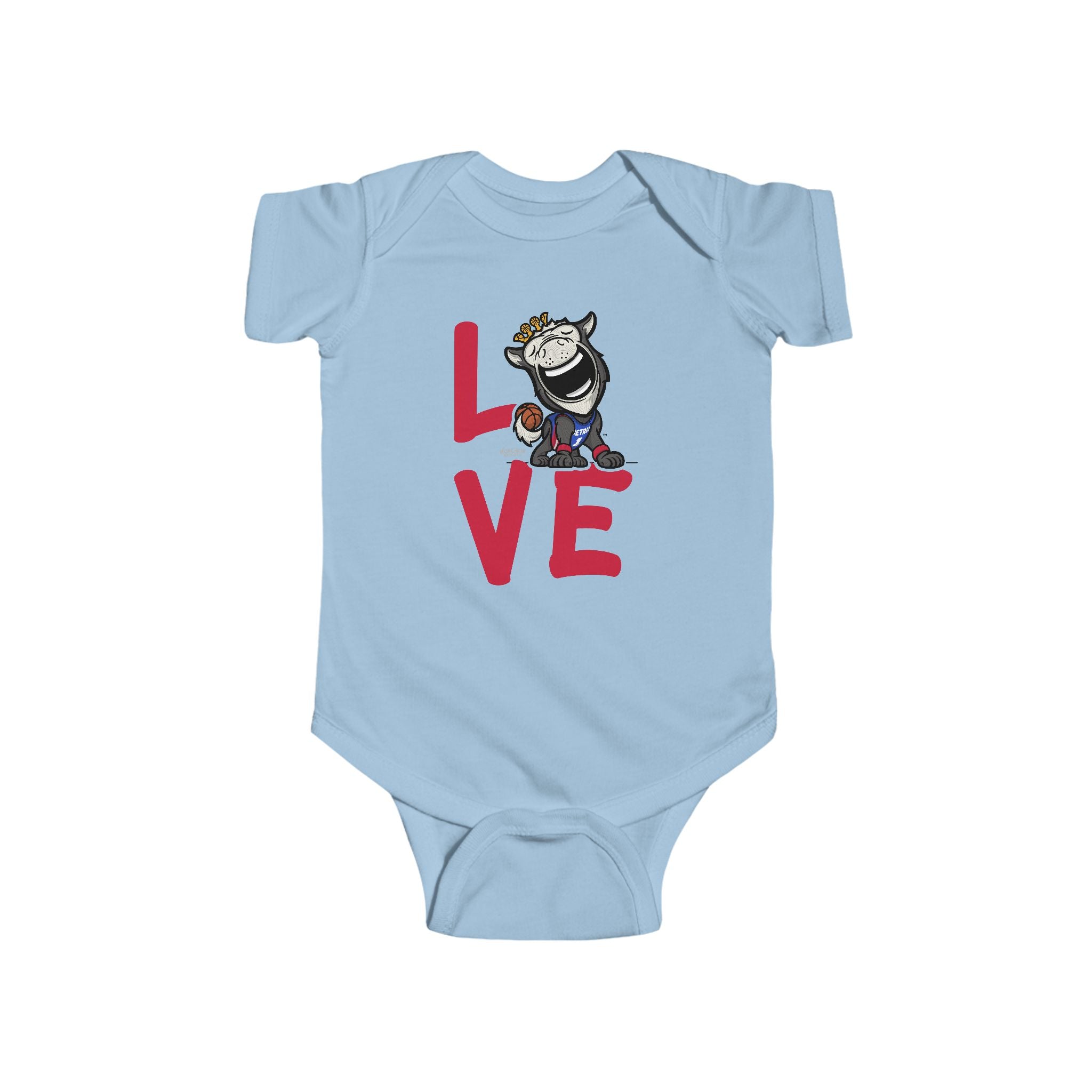 Detroit Basketball Newborn & Infant Lil' Hooper 'LOVE' Jersey Bodysuit | Hand-Drawn Art | Gifts for Newborns