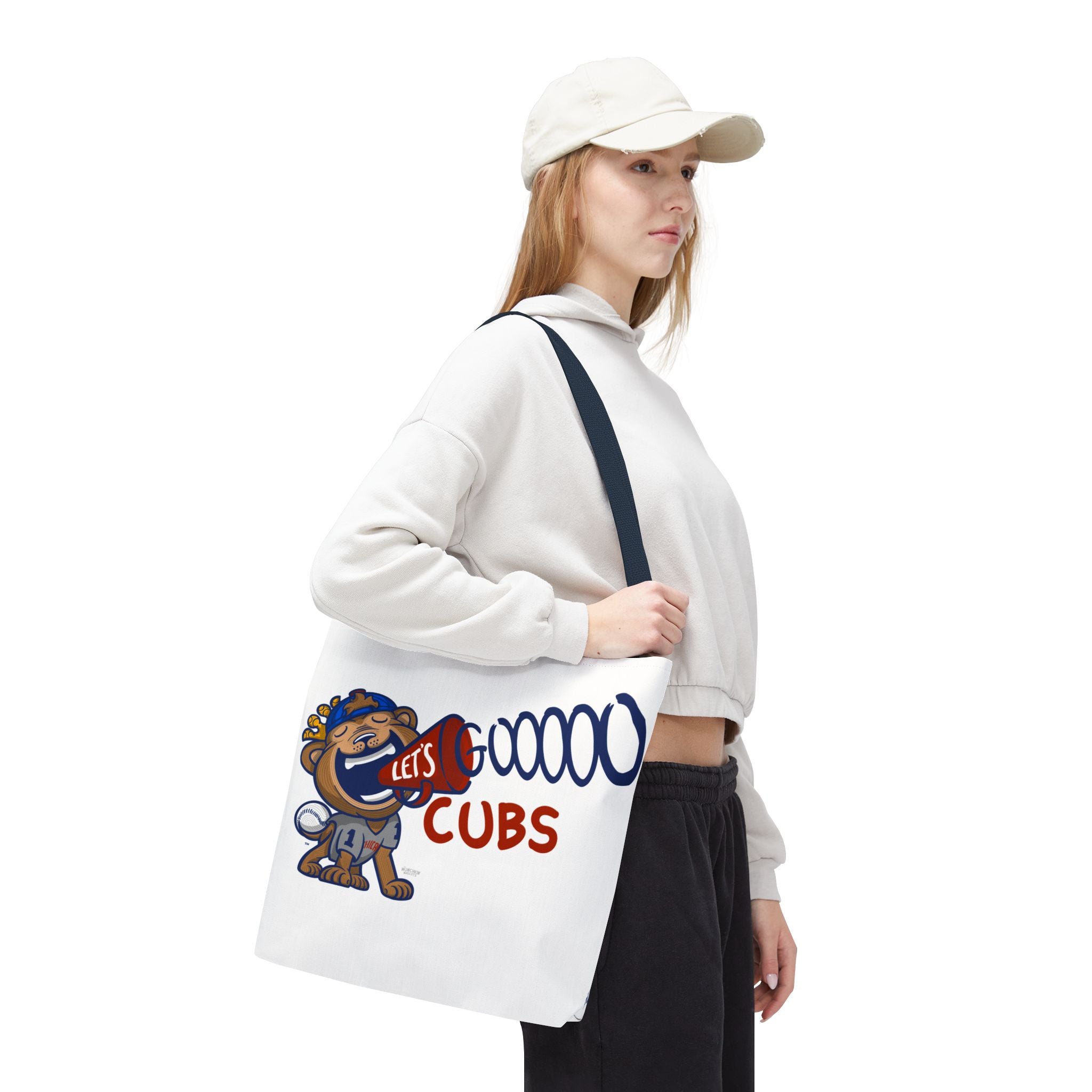 Chicago Baseball Tote Bag Lil' Clark 'Let's Go' + Pattern | Hand-Drawn Art | Gifts for Parents