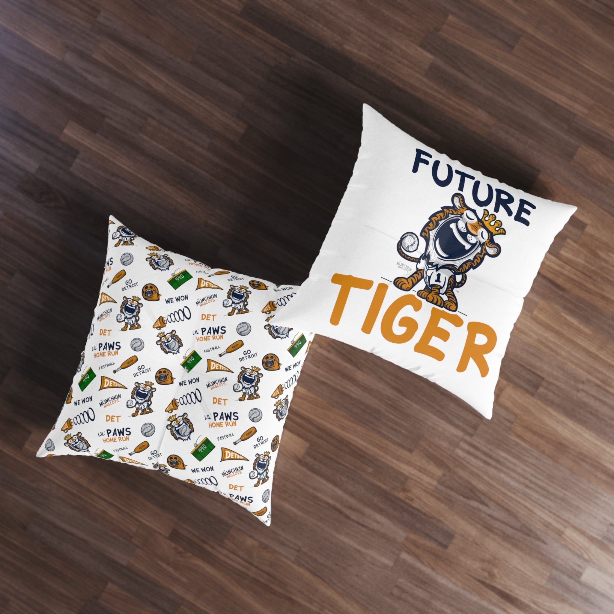 Tufted Floor Pillow, Square - Pattern + Future - Lil' Paws DET Baseball