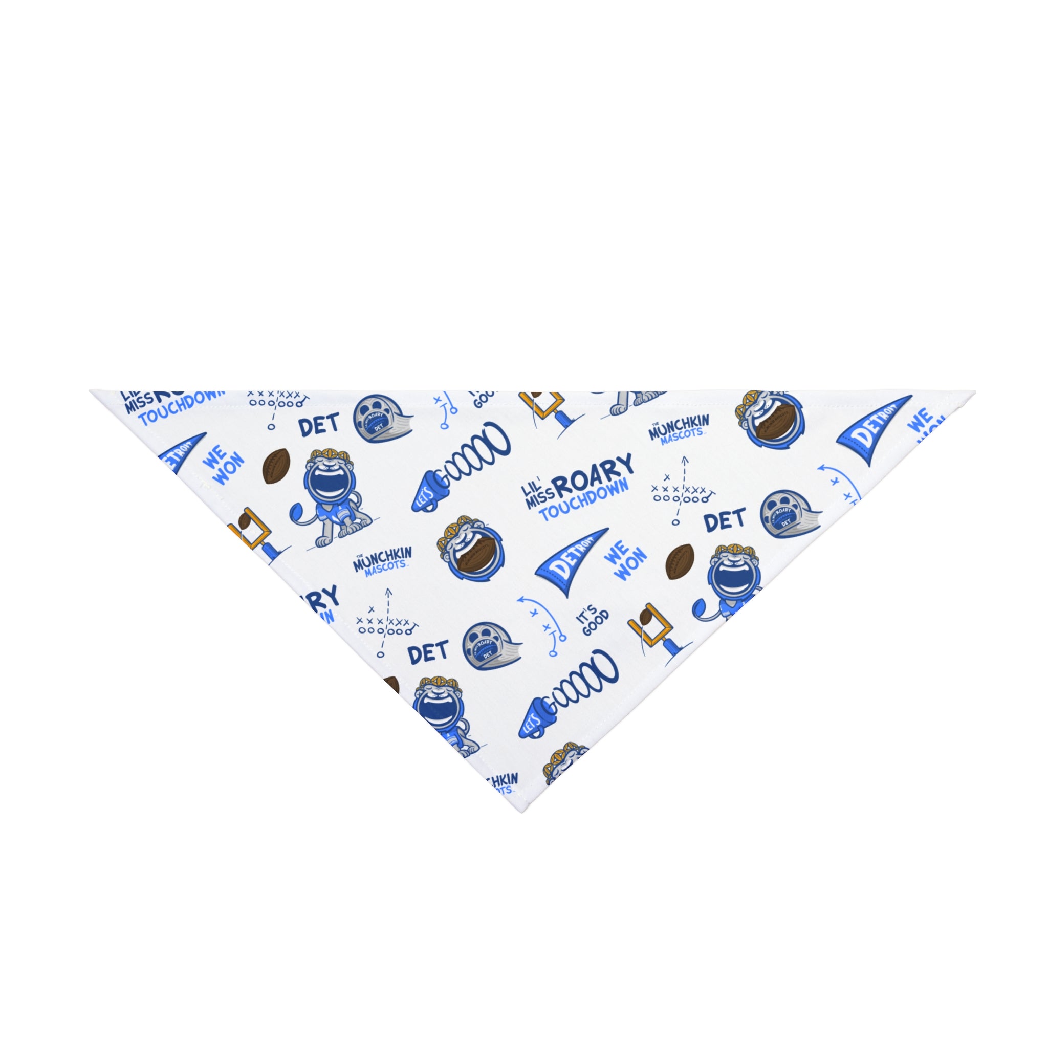 Detroit Football Pet Bandana Lil' Miss Roary Pattern | Hand-Drawn Art | Gifts for Pets