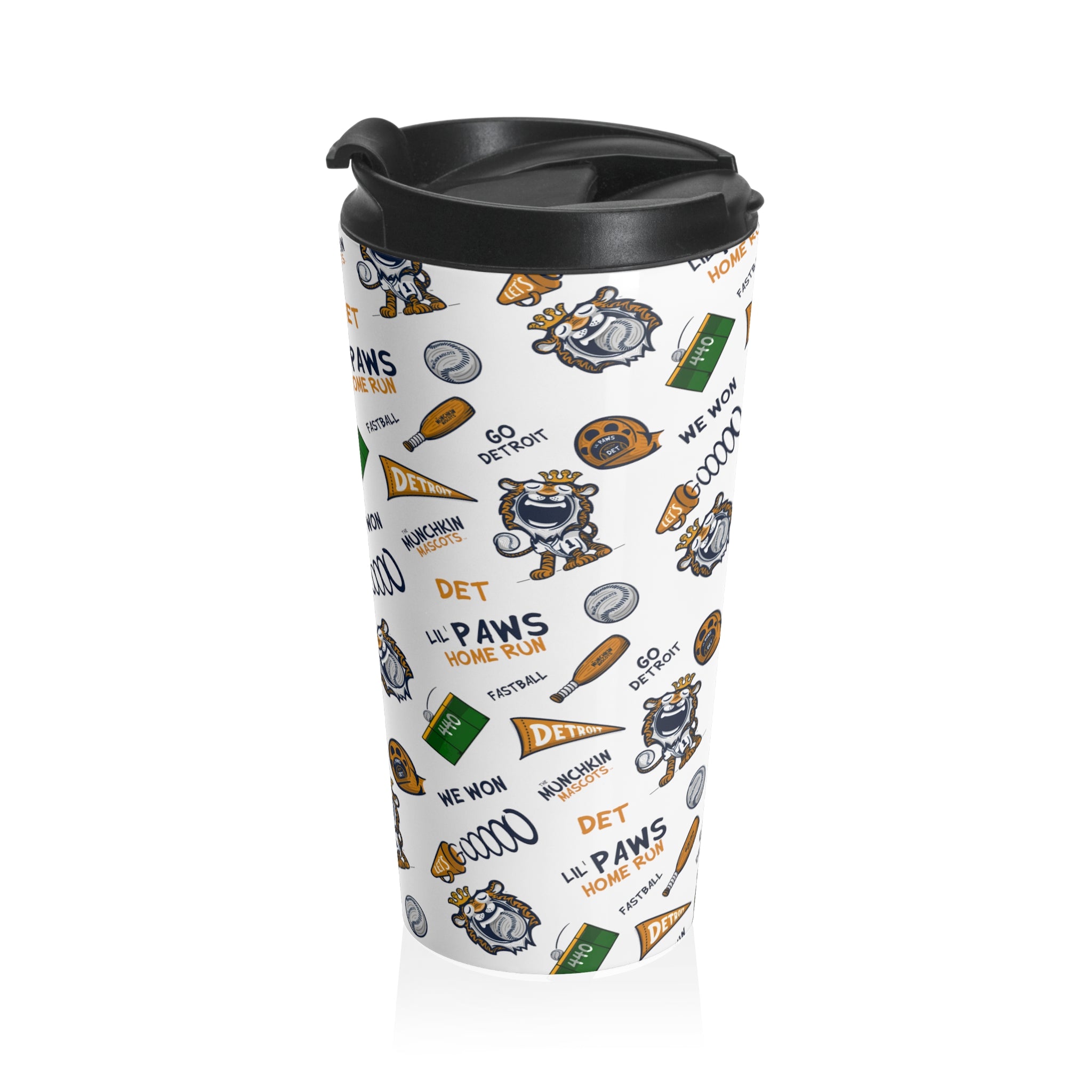 Stainless Steel Travel Mug - Lil' Paws DET Baseball