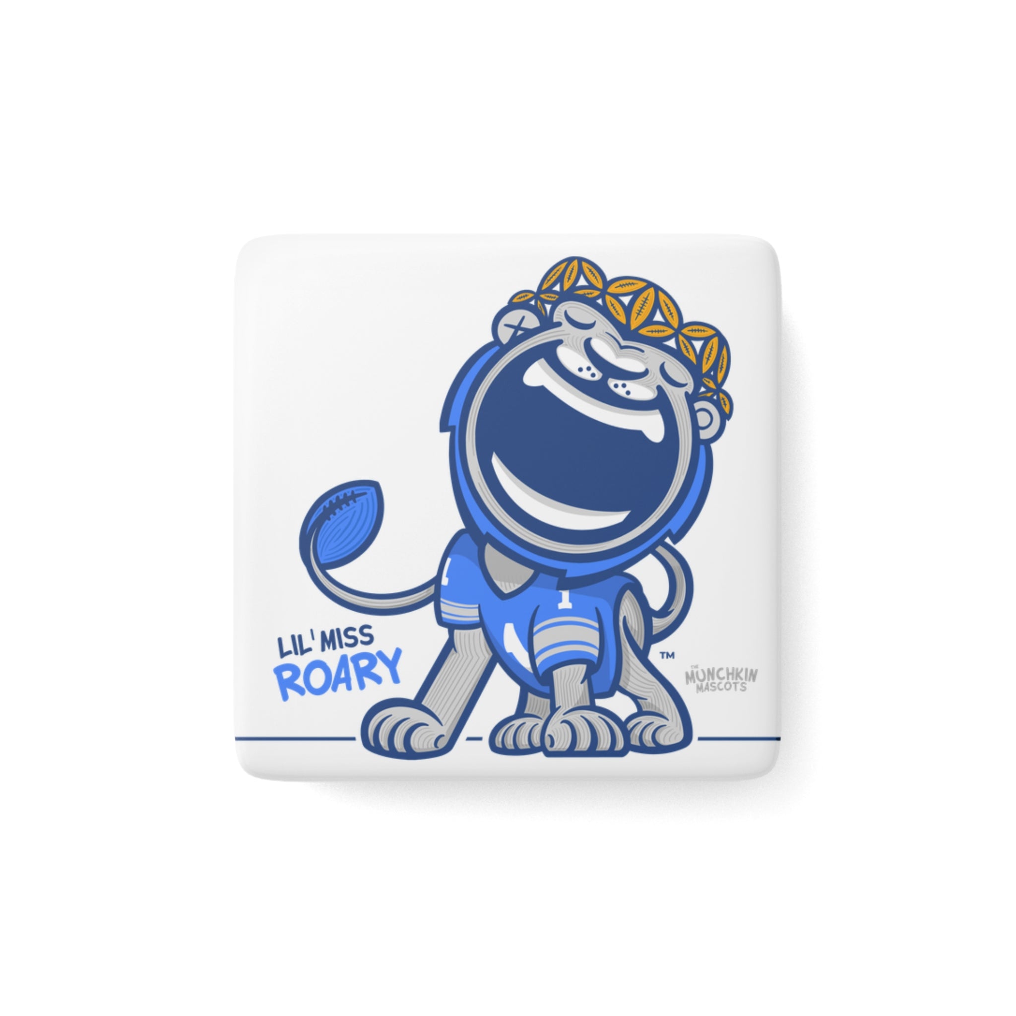 Detroit Football Porcelain Magnet Lil' Miss Roary 'Munchkin Mascot' | Hand-Drawn Art | Gifts for Kids