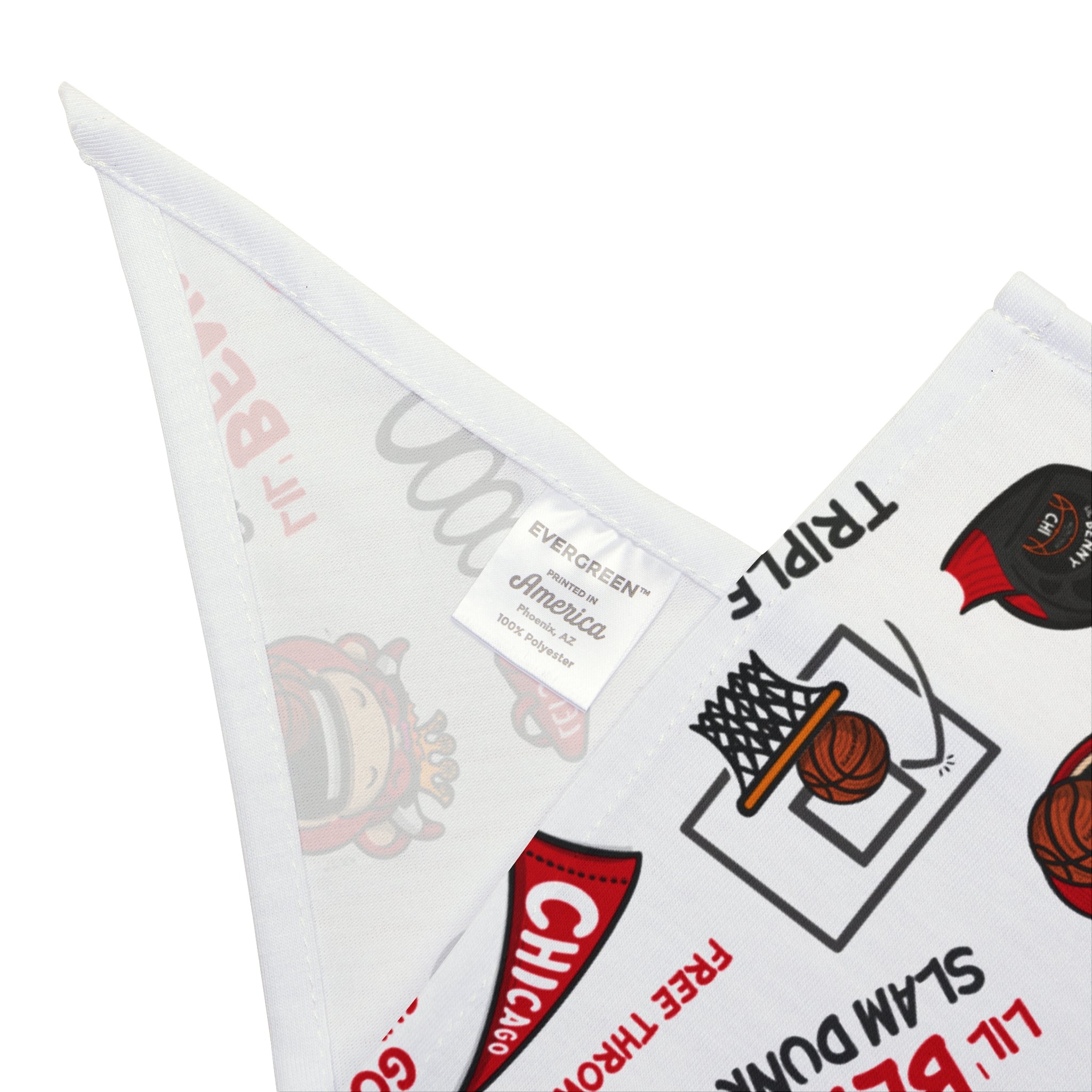 Chicago Basketball Pet Bandana Lil' Benny Pattern | Hand-Drawn Art | Gifts for Pets